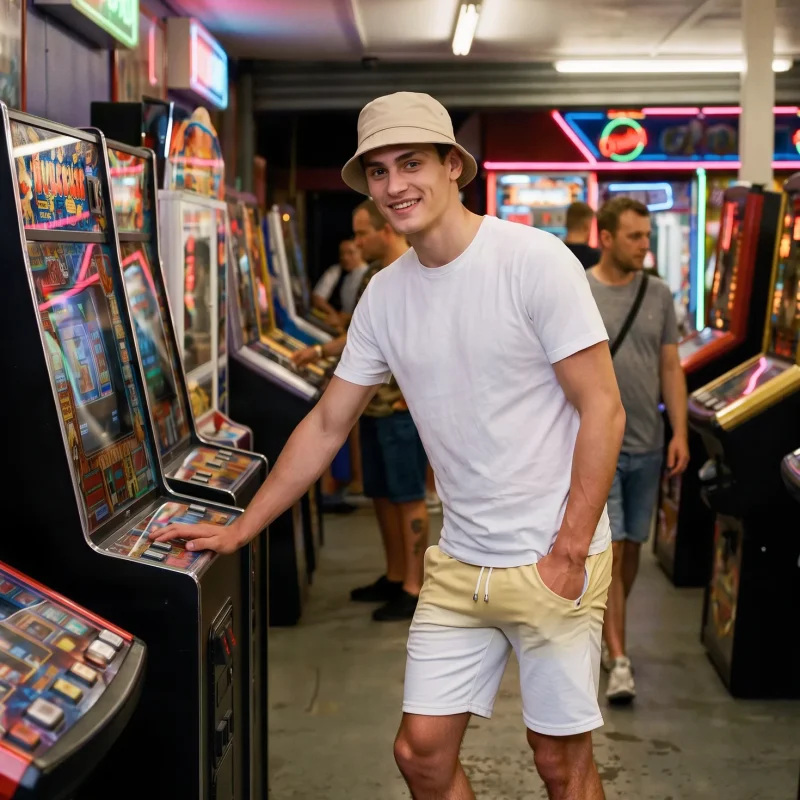 Mark wearing Its.That. Yellow Dip Sweat Shorts with a white logo tee