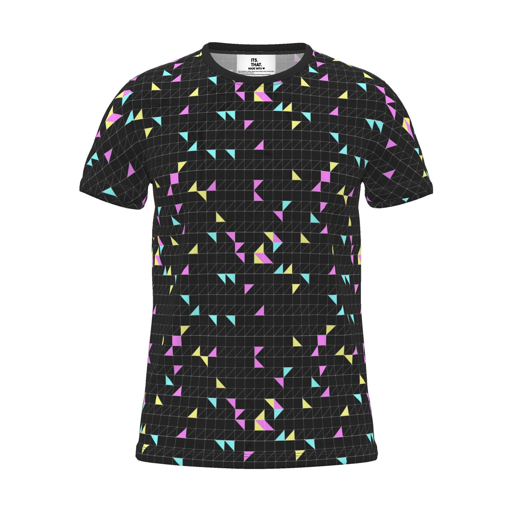 Geo Mesh All-Over Print T-Shirt, black, front view