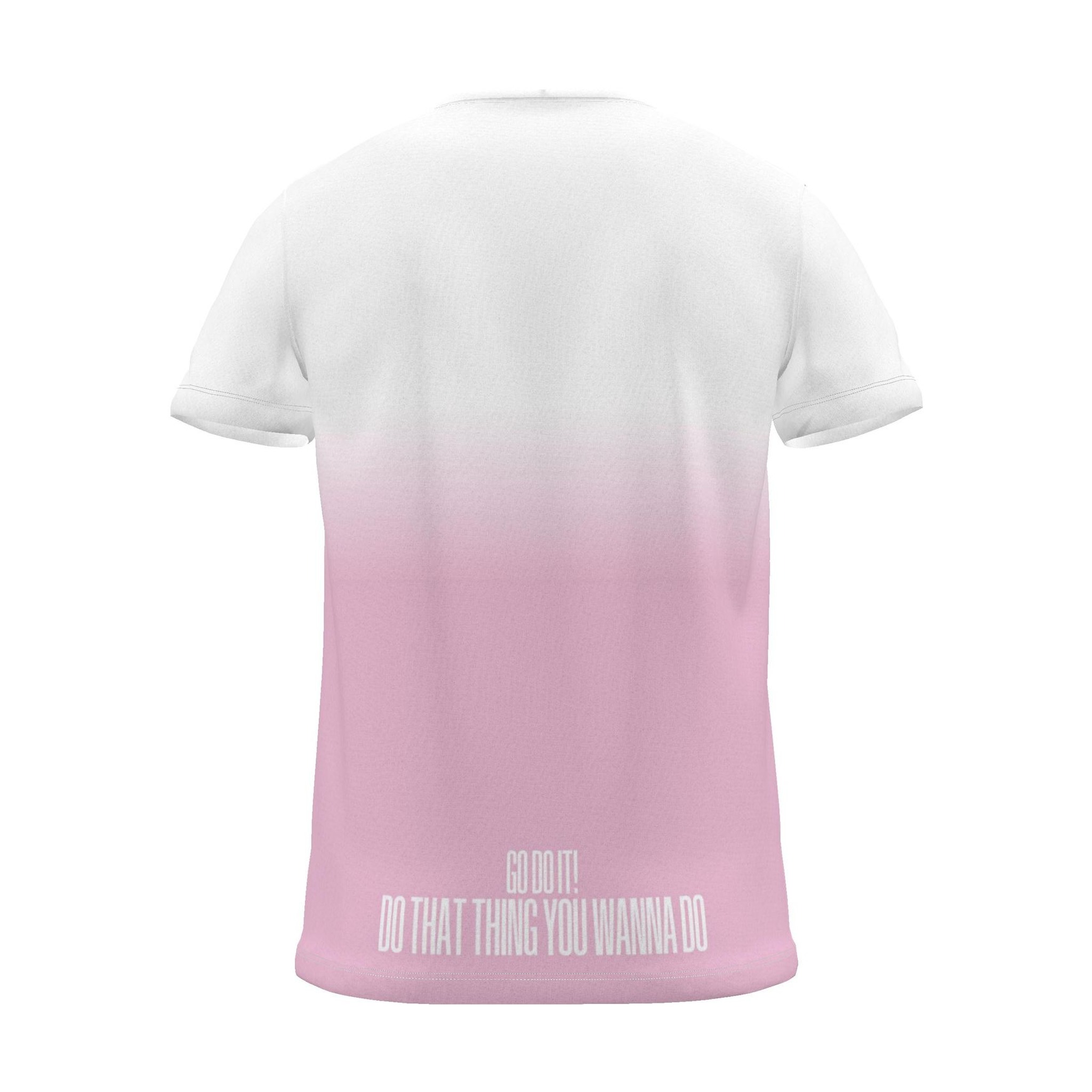 "GO DO THAT THING YOU WANNA DO" Backprint Tee, magenta dip, back view