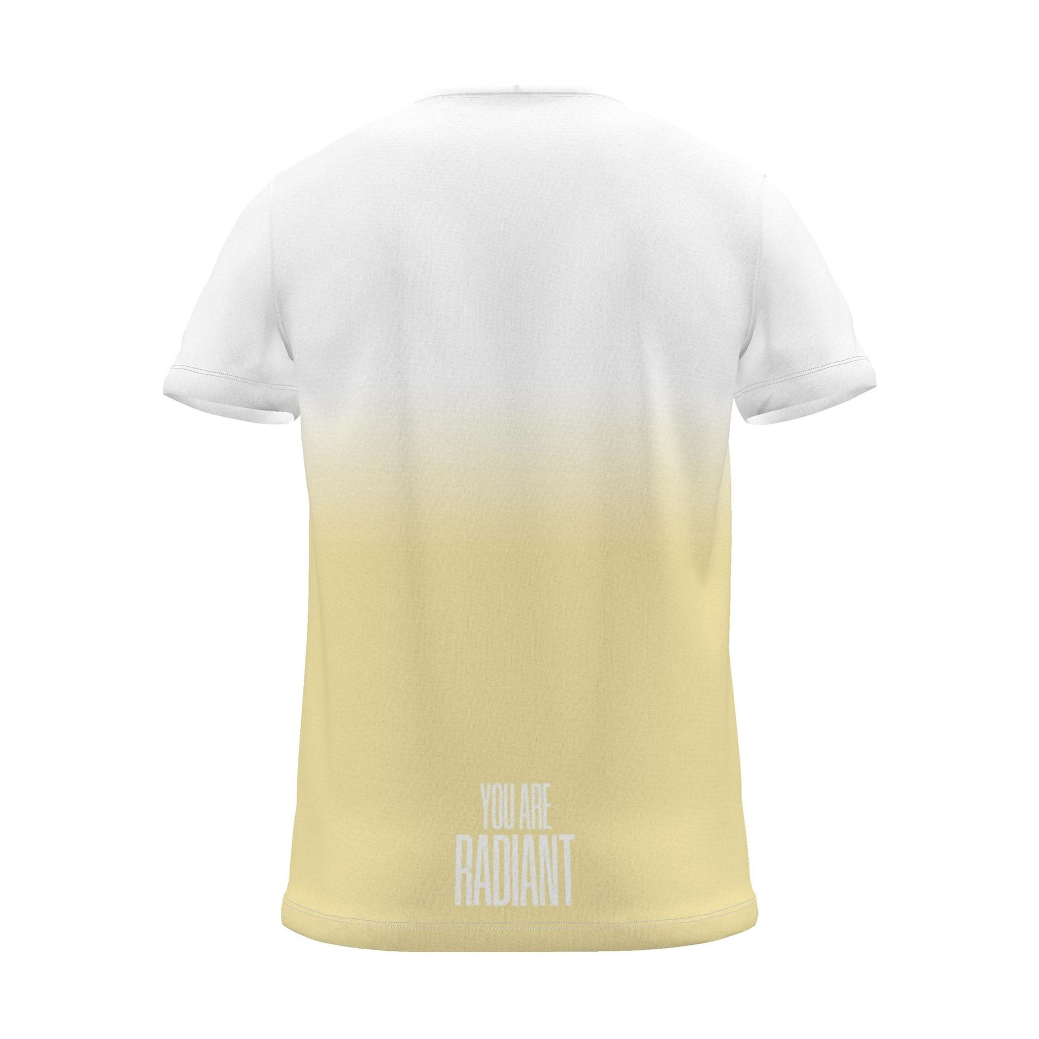 "YOU ARE RADIANT" Backprint Tee, yellow dip, back view