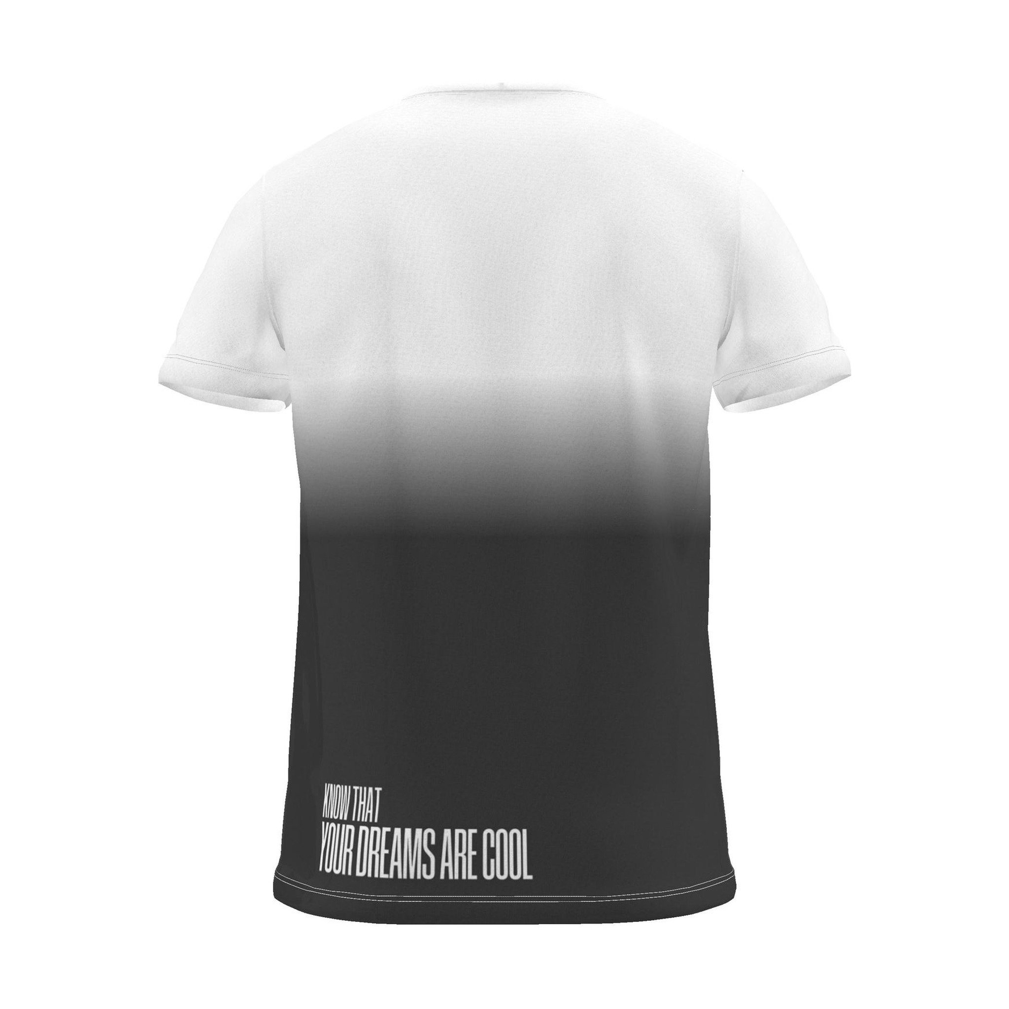 "Your dreams are cool" Backprint Tee, charcoal dip, back view