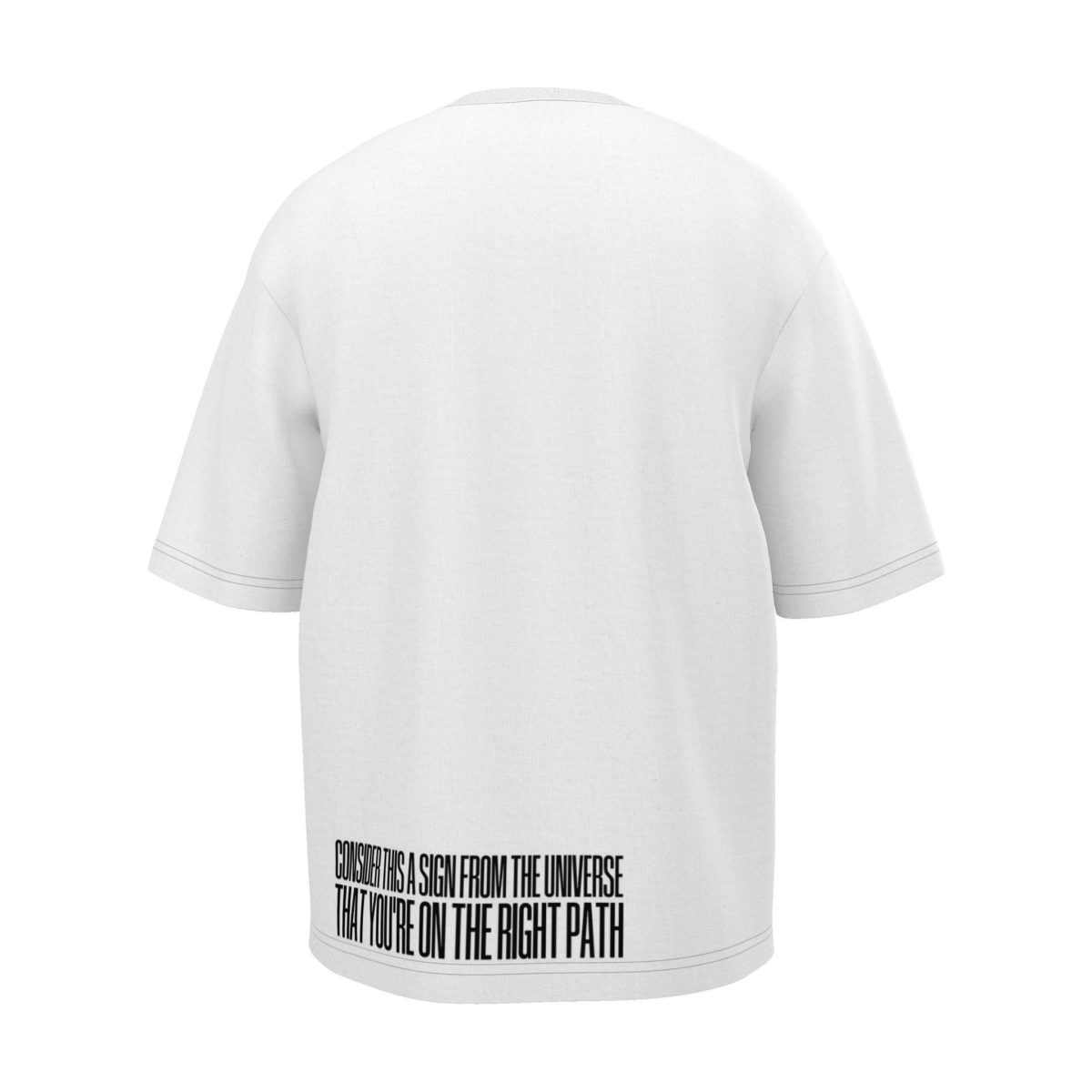 "Sometimes things fall apart just so better things fall together." Backprint Tee (Hem Print), back view