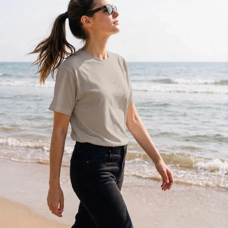 Taupe Cloudfade T-Shirt, front view, on model