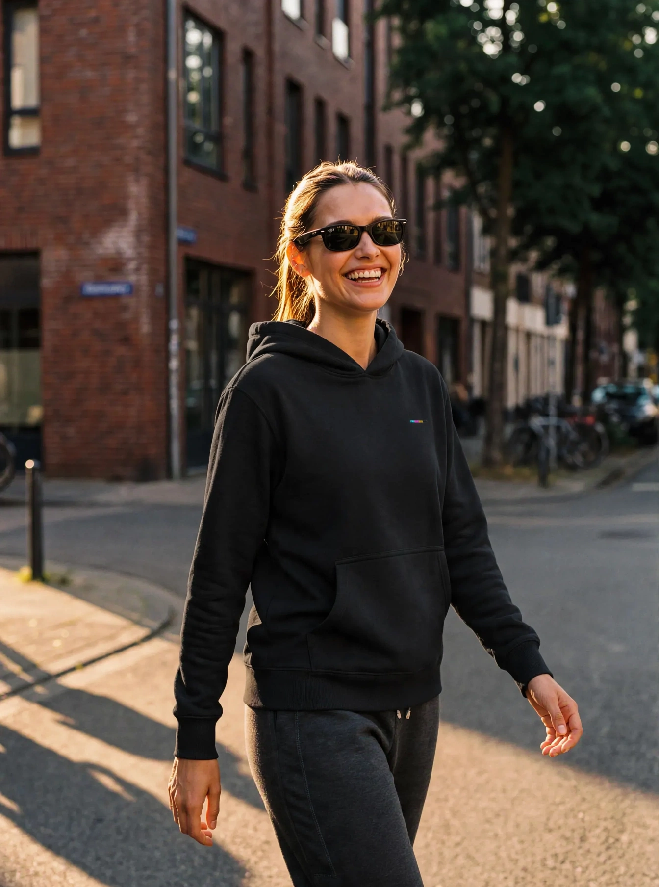 Charcoal Cloudfade Hoodie, front view, on model