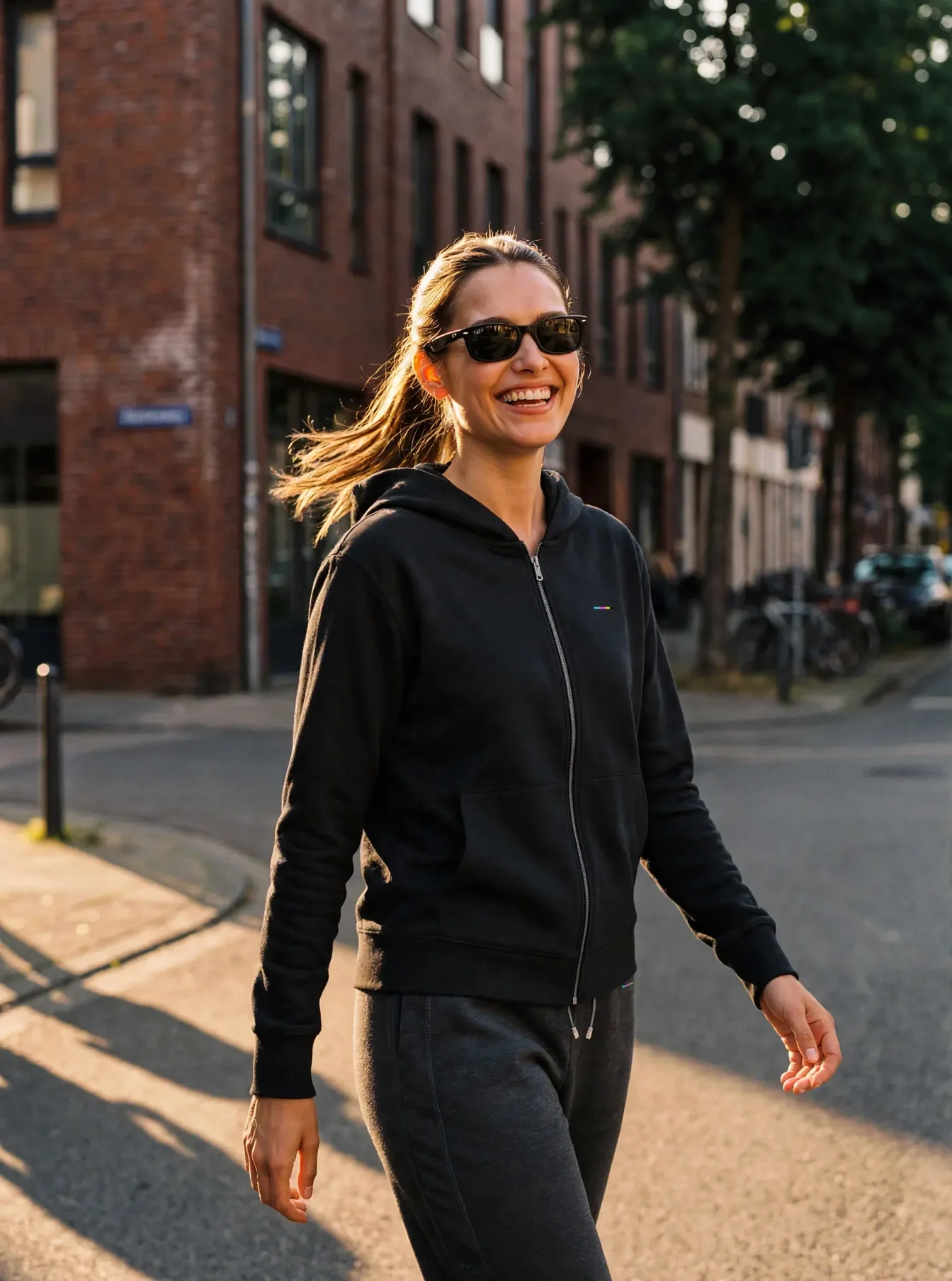 Charcoal Cloudfade Hoodie, front view, on model