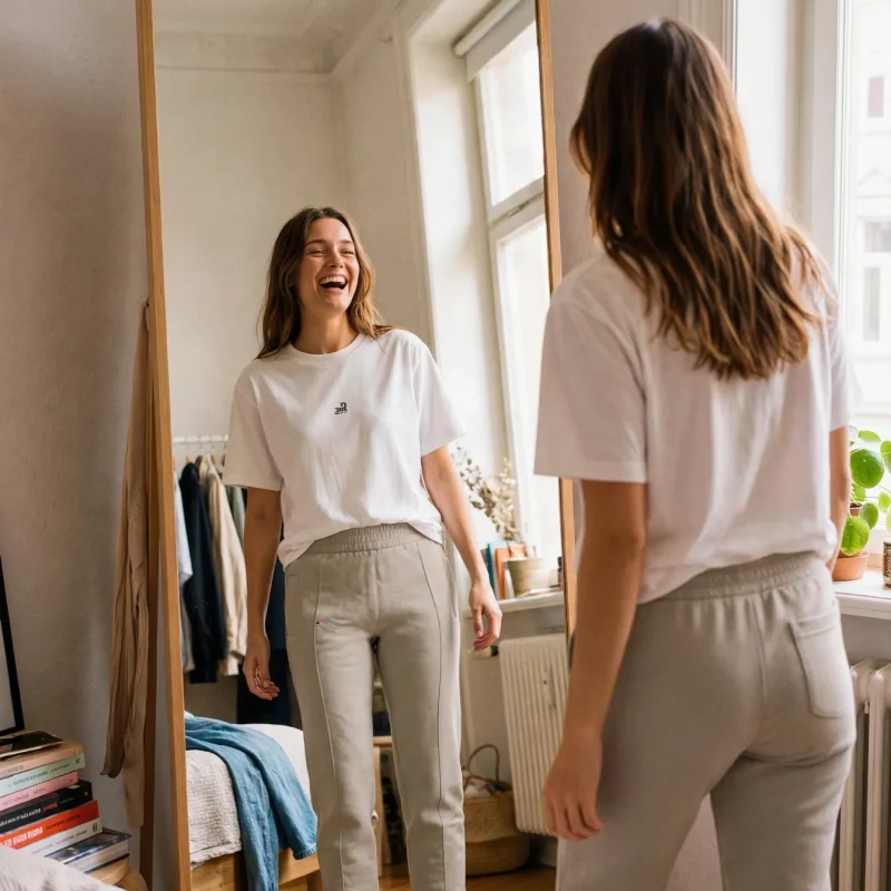 Taupe Joggers LIMITED, front view, on model