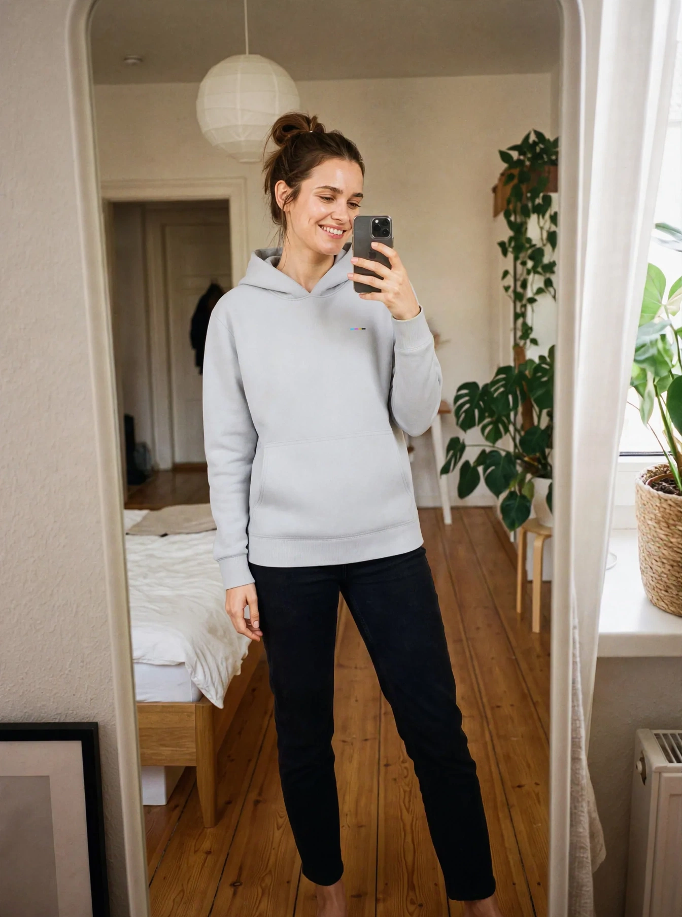 Mist Hoodie, front view, on model
