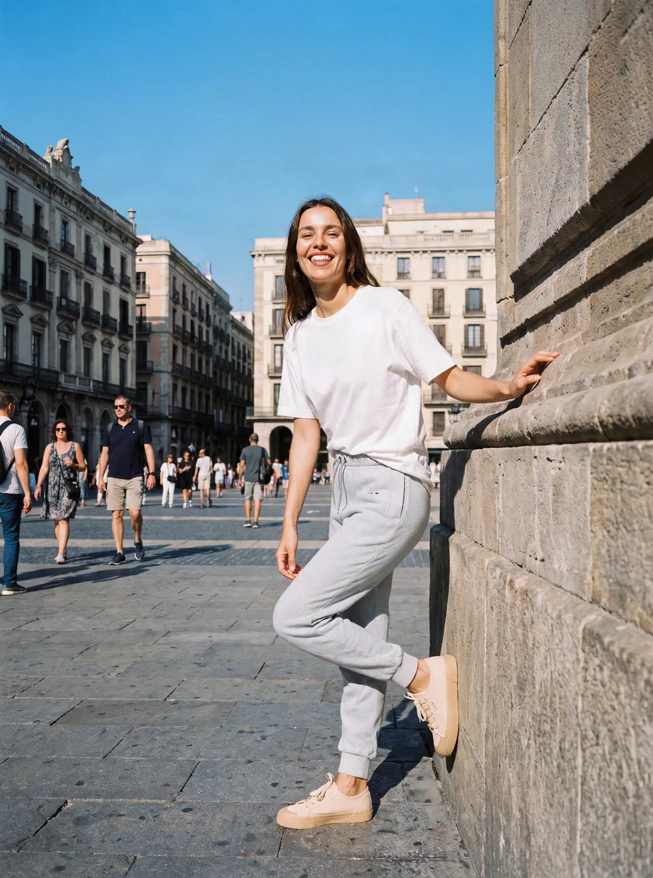 Mist Joggers, front view, on model