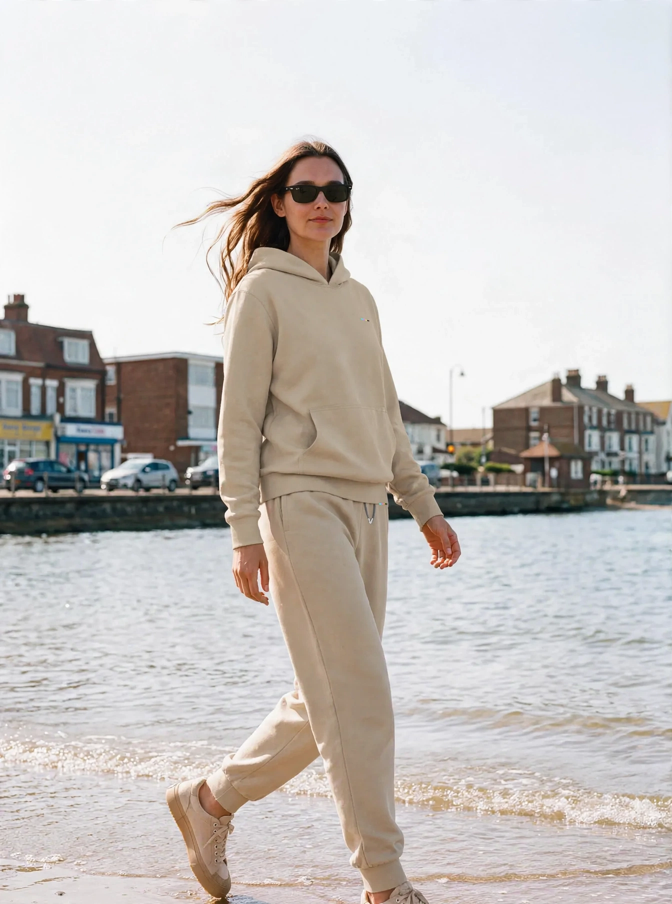 Oat Hoodie, front view, on model