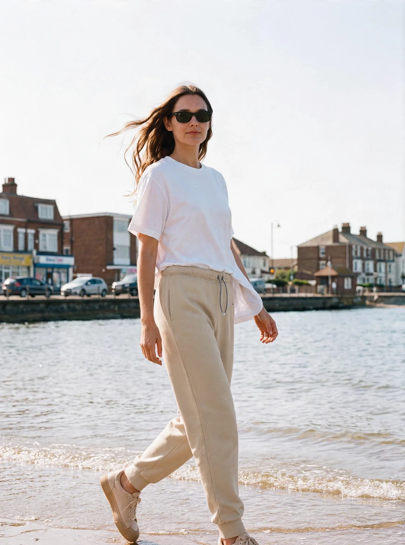 Oat Joggers, front view, on model