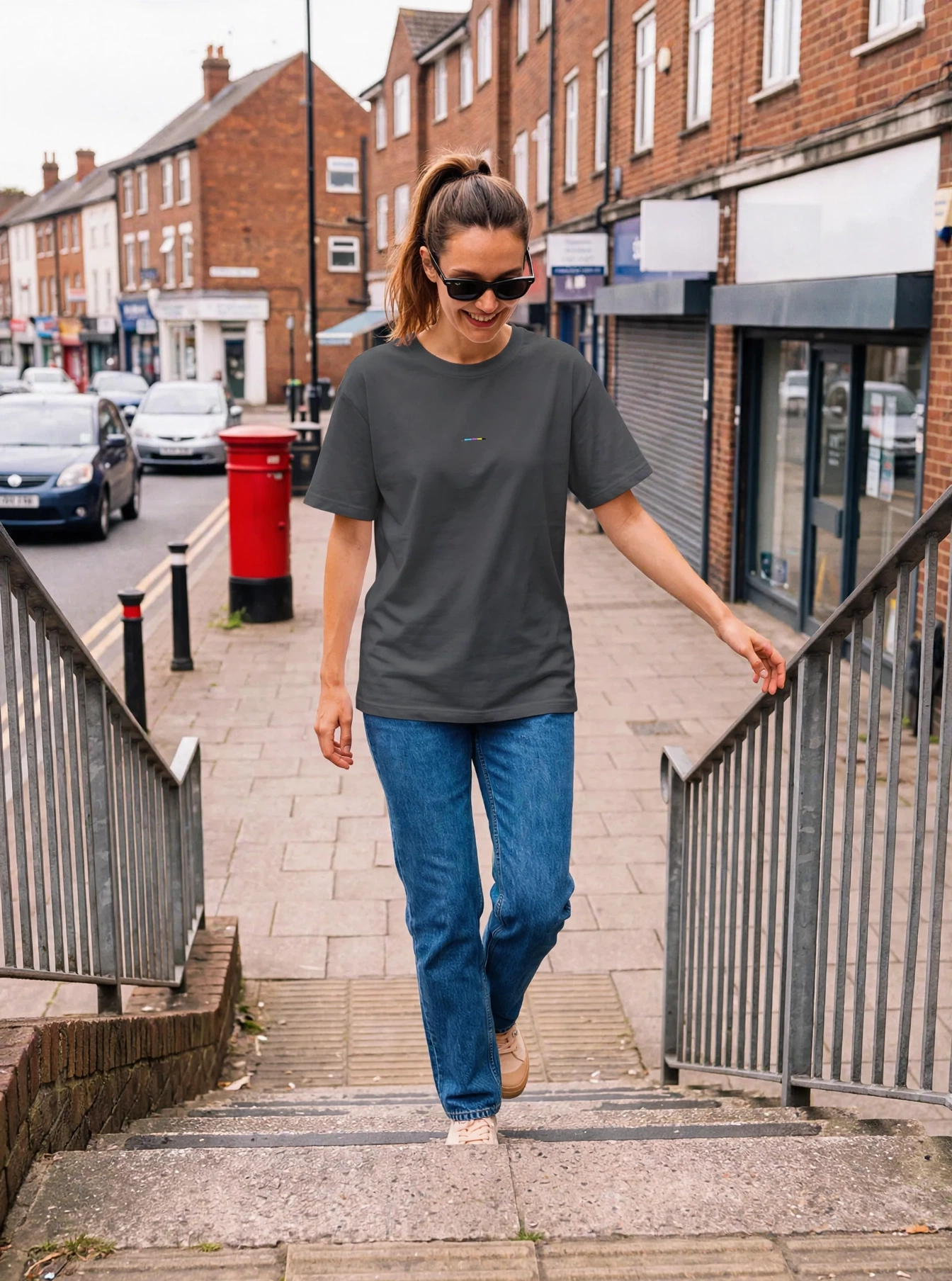 Charcoal T-Shirt, front view, on model