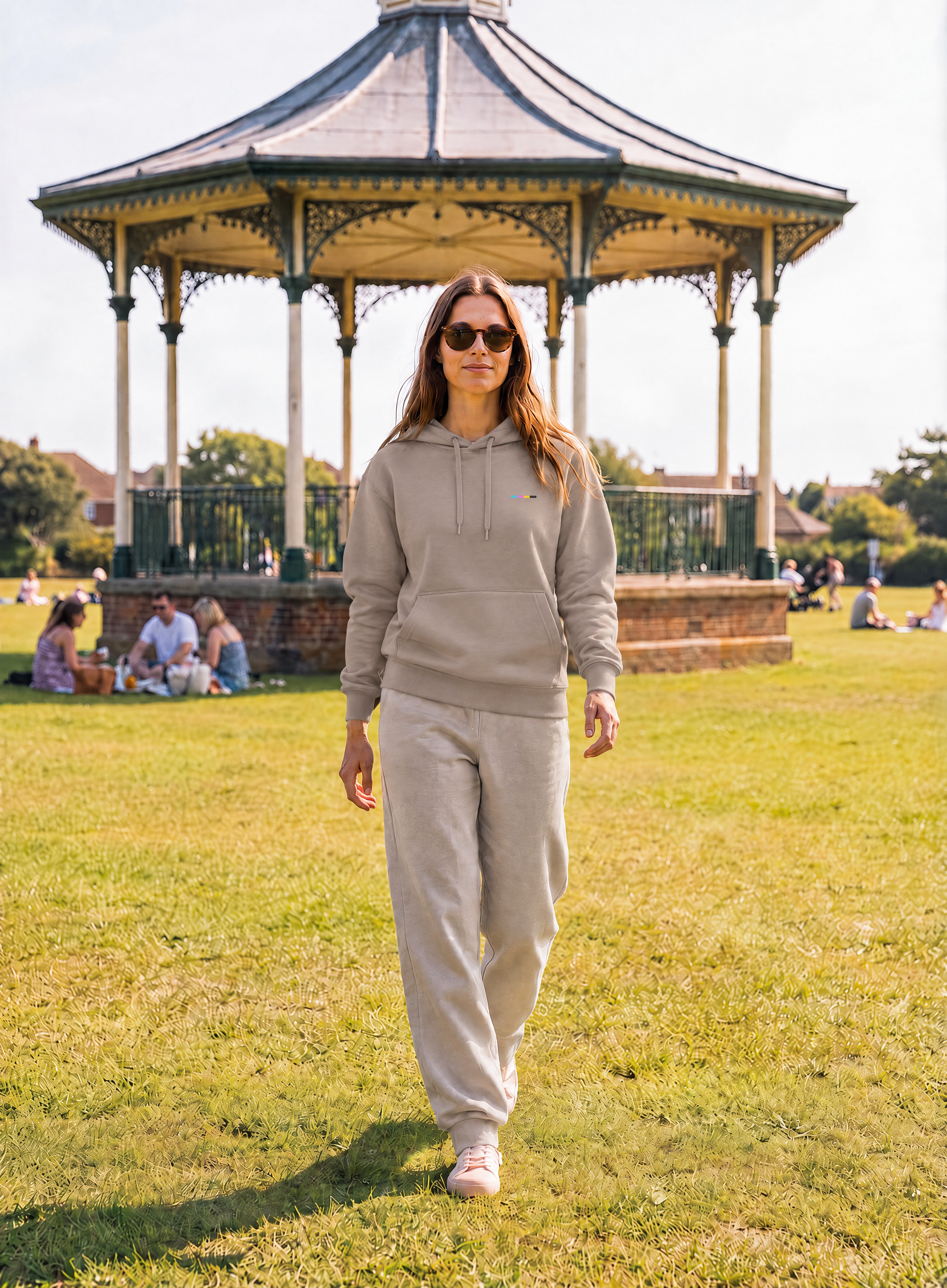 Taupe Hoodie, front view