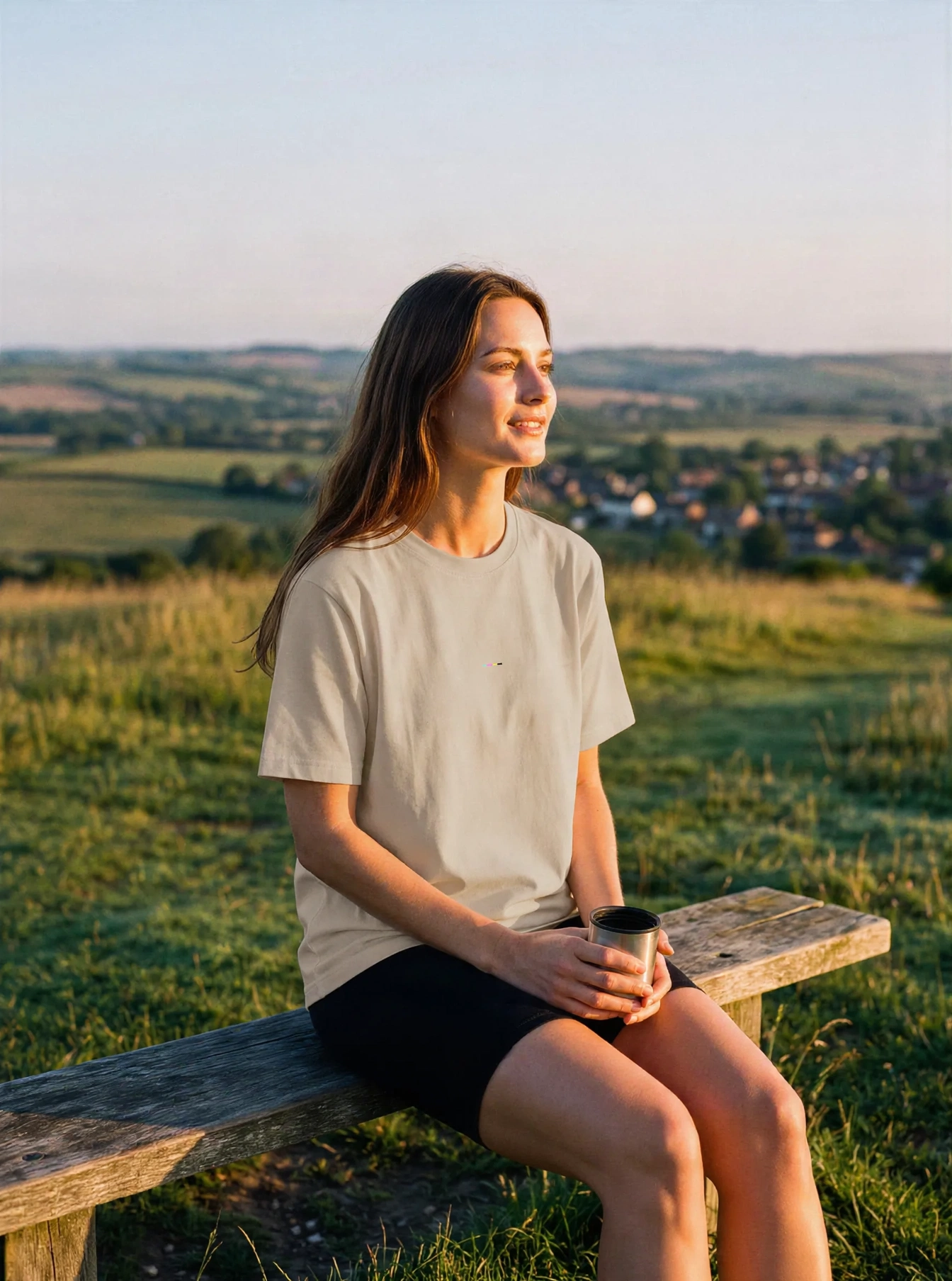 Oat T-Shirt, front view, on model