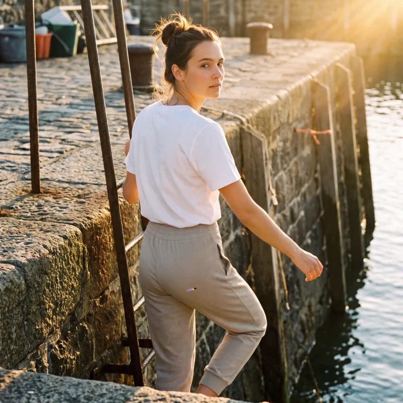 Taupe Cloudfade Joggers LIMITED, front view, on model