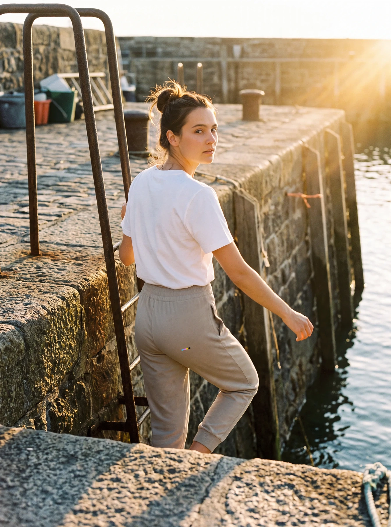 Taupe Cloudfade Joggers LIMITED, front view, on model
