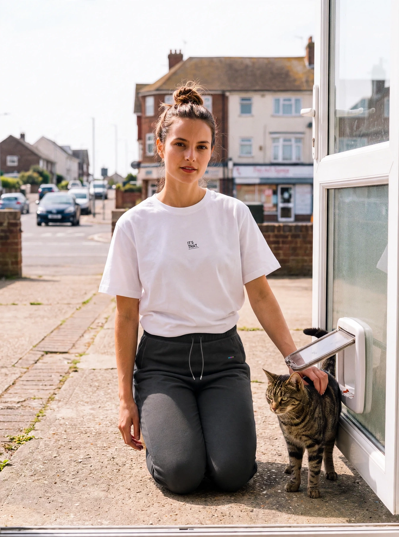 Charcoal Joggers, front view, on model