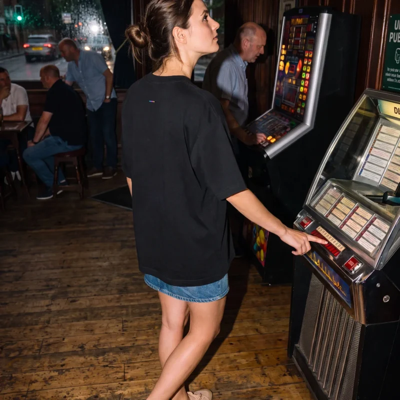 Charcoal Oversized T-Shirt, front view, on model
