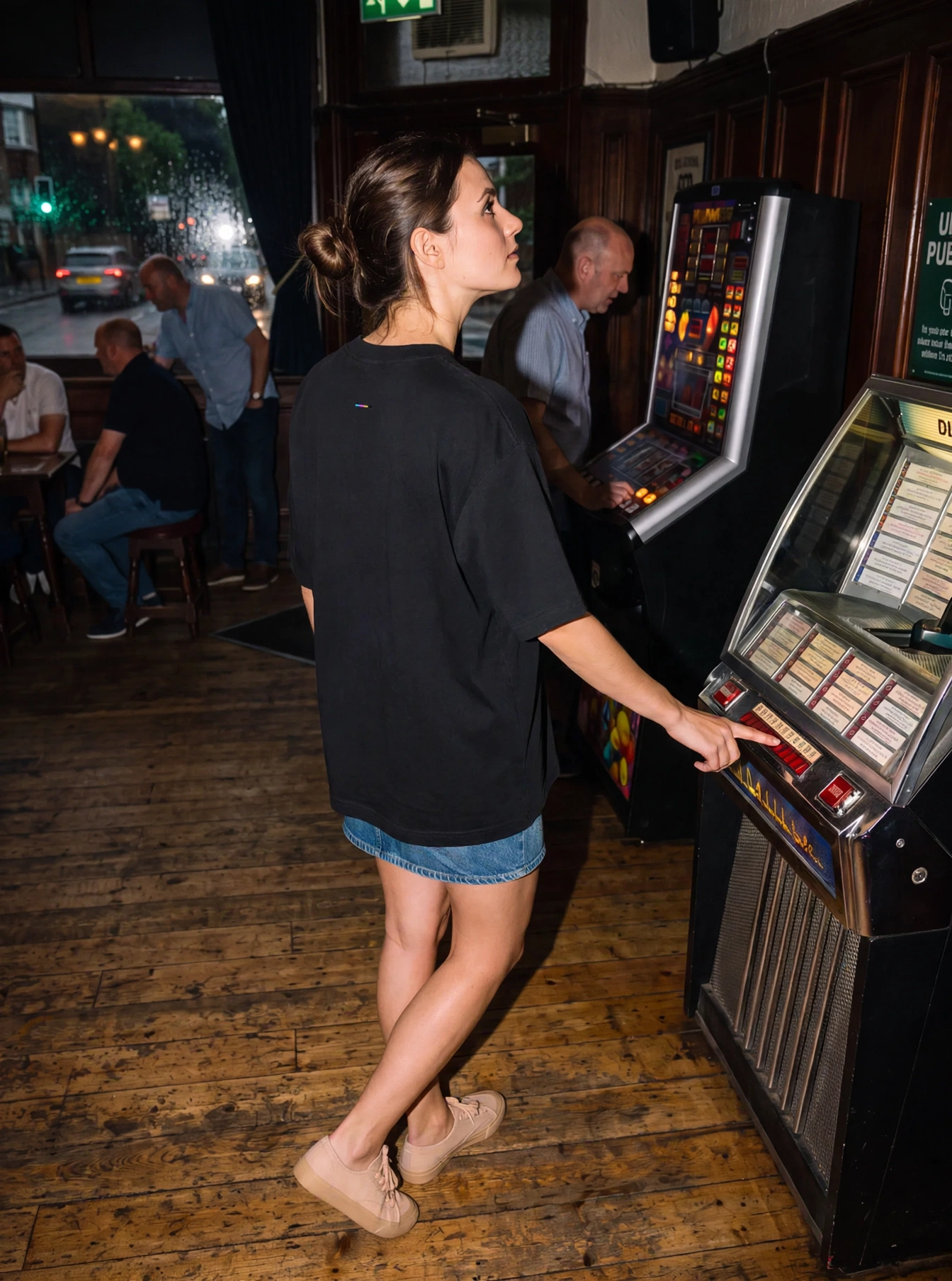 Charcoal Oversized T-Shirt, front view, on model