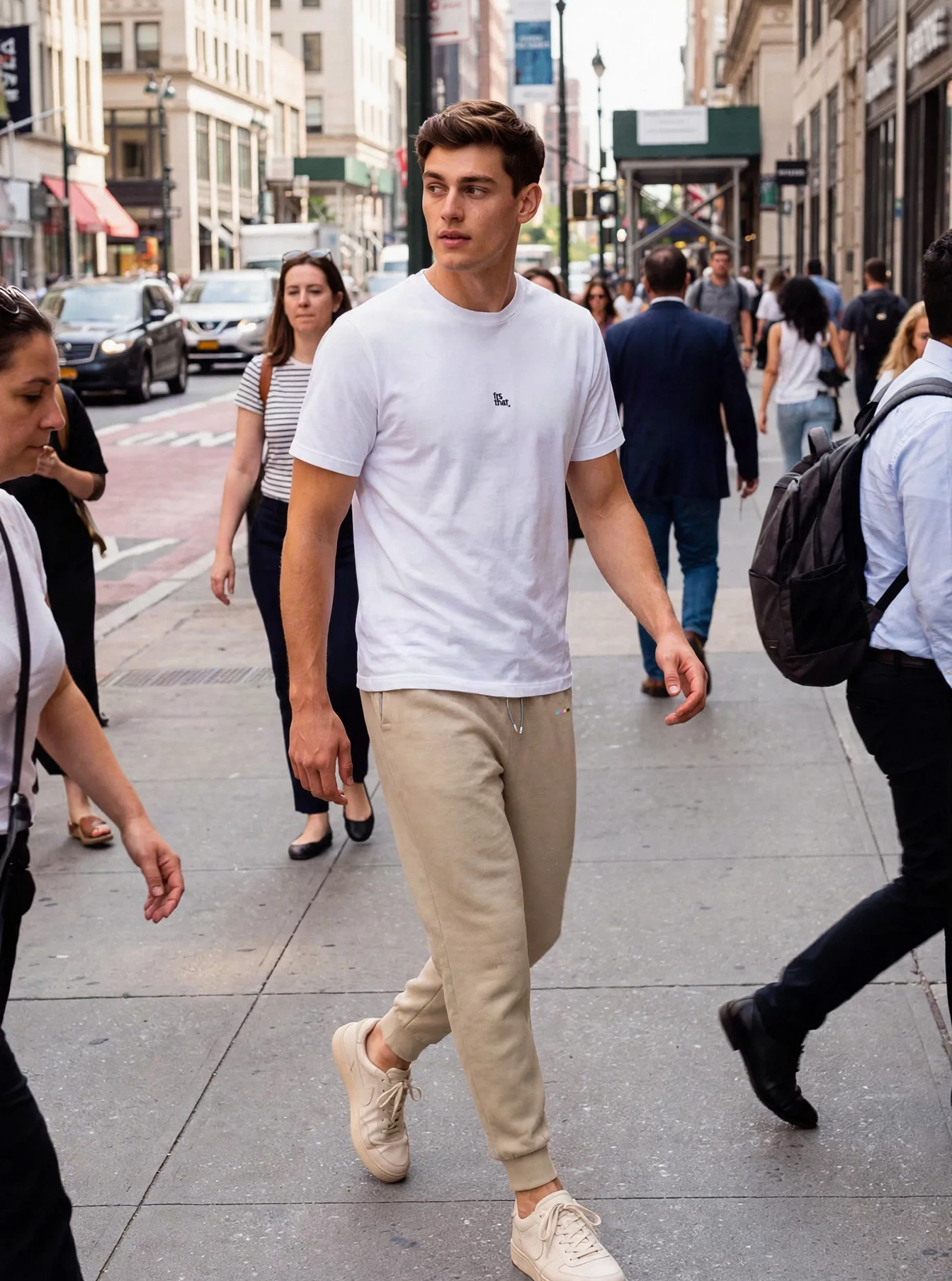 Oat Joggers, front view, on model