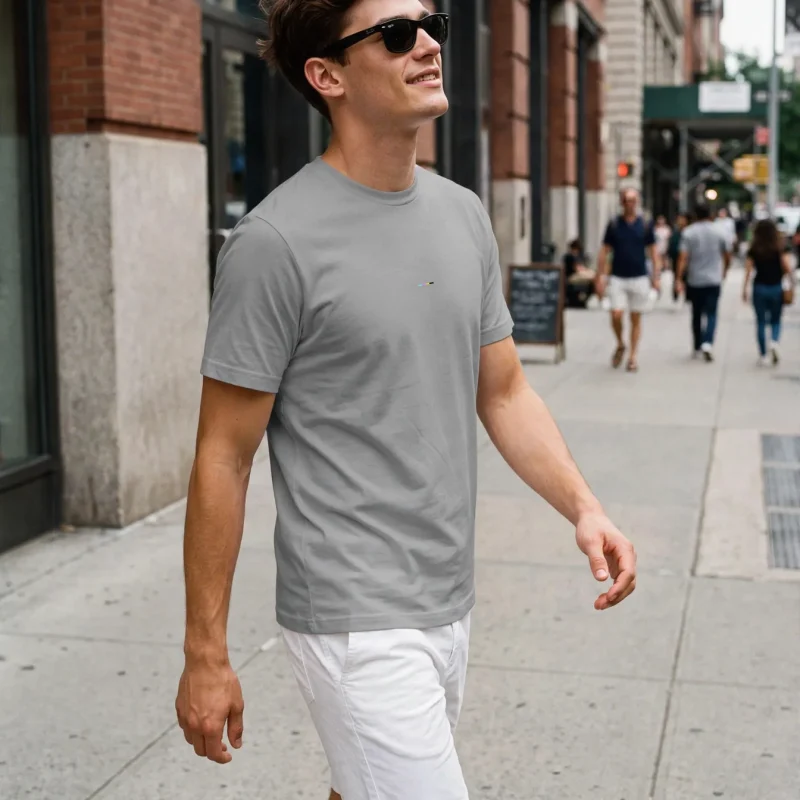 Ash T-Shirt, front view, on model