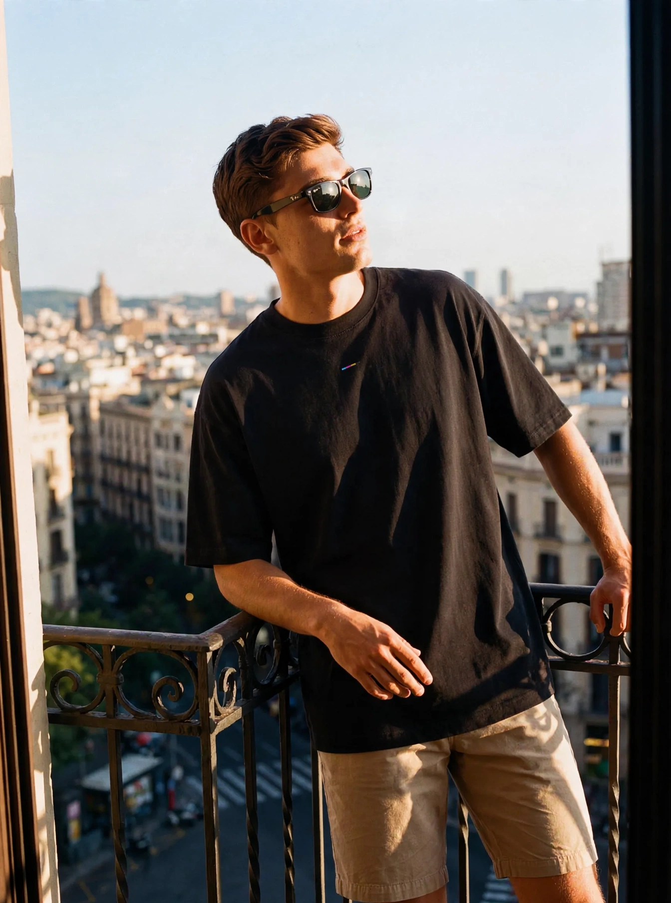 Charcoal Oversized T-Shirt, front view, on model
