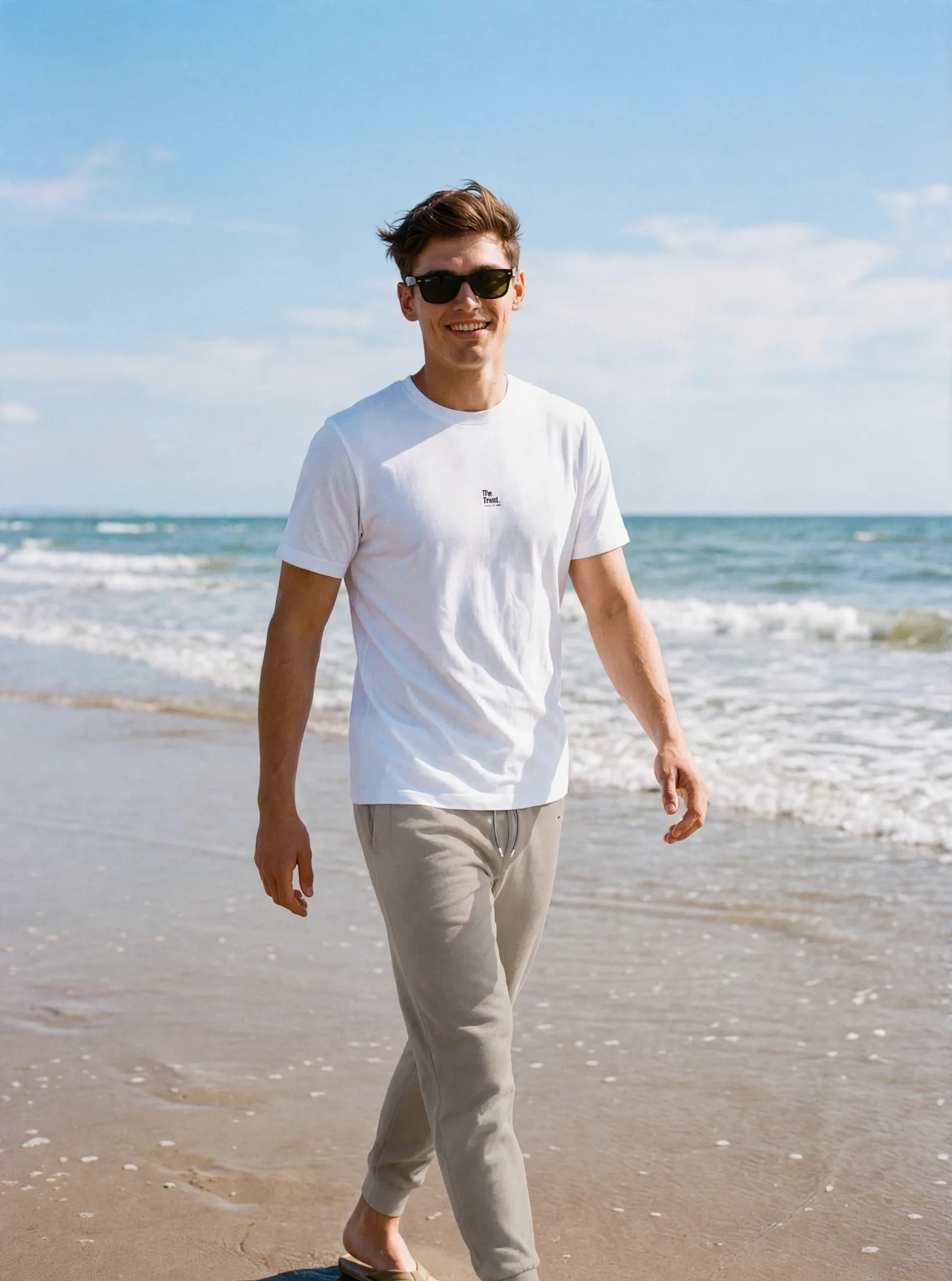 Taupe Cloudfade Joggers, front view, on model