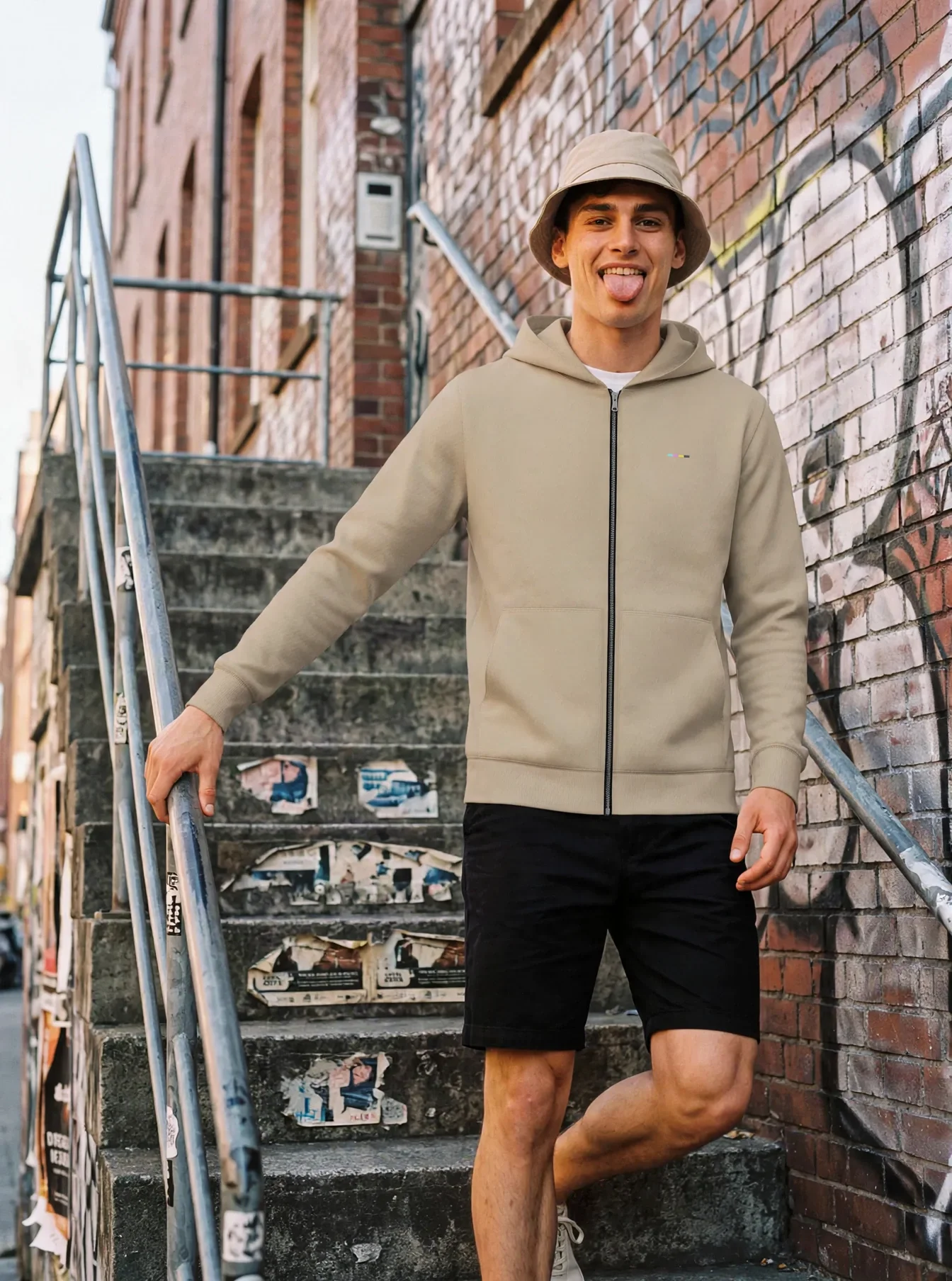 Oat Hoodie, front view, on model