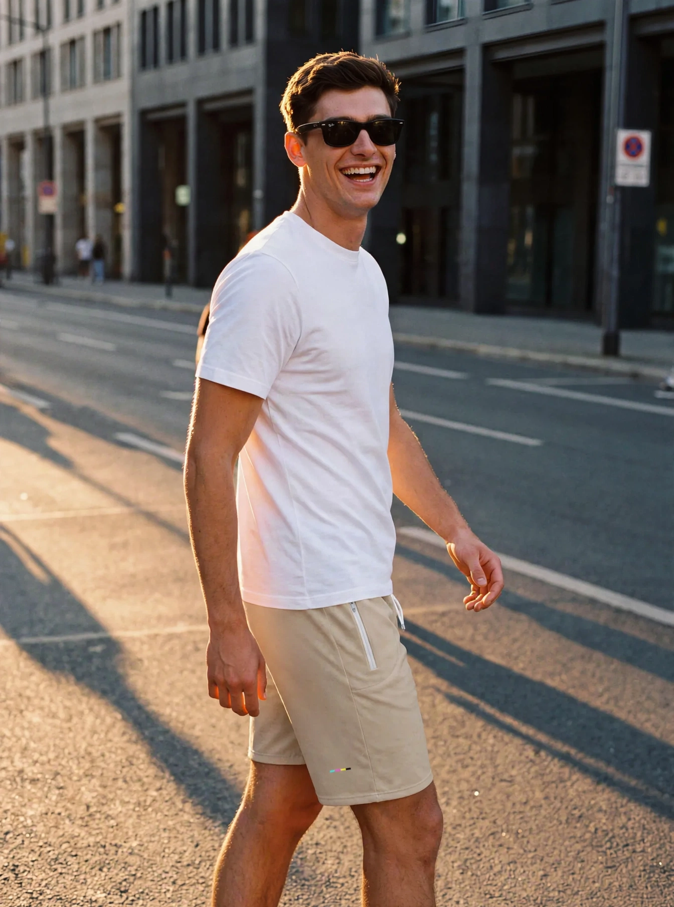 Oat Shorts, front view, on model