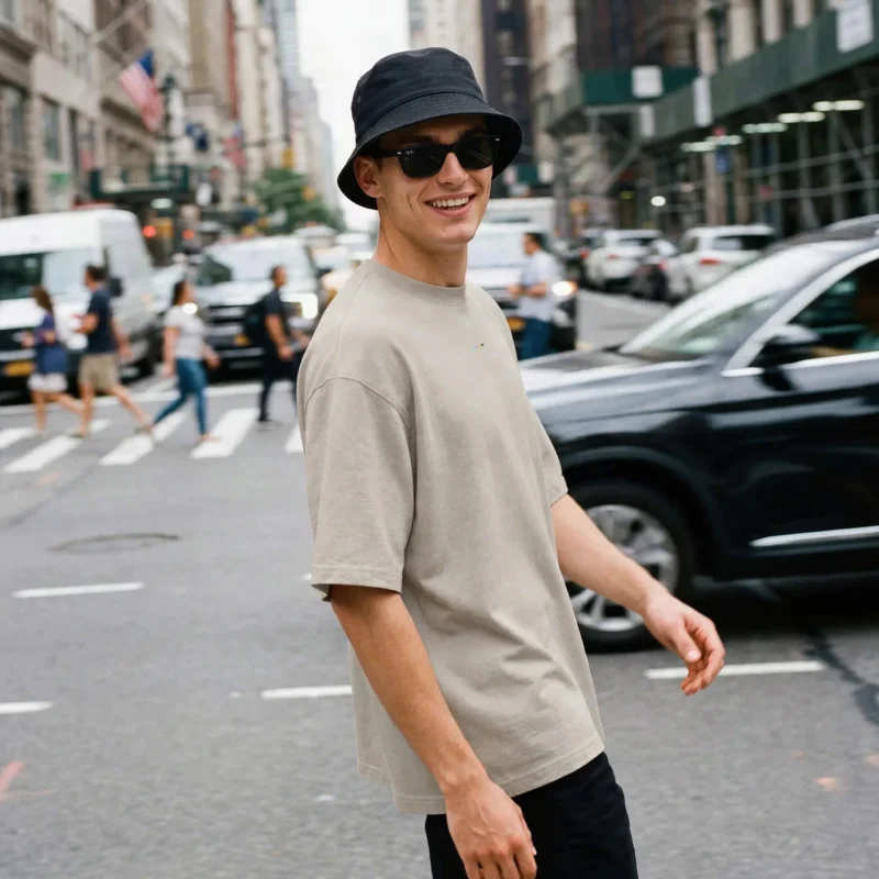 Stone Oversized T-Shirt, front view, on model
