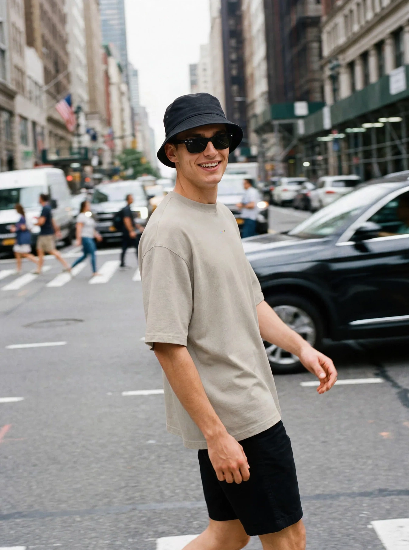 Stone Oversized T-Shirt, front view, on model