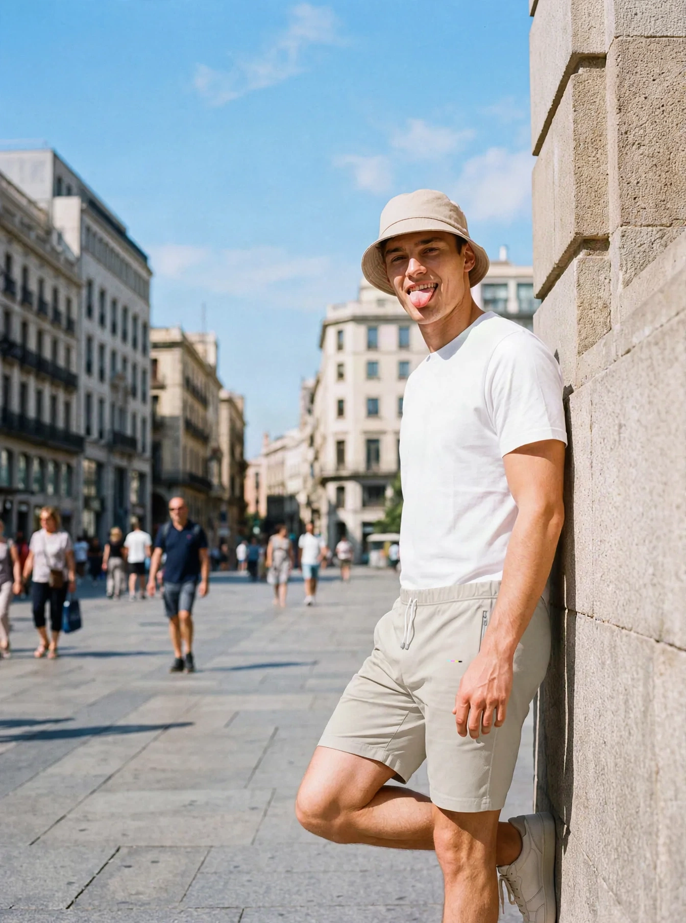Stone Cloudfade Shorts, front view, on model