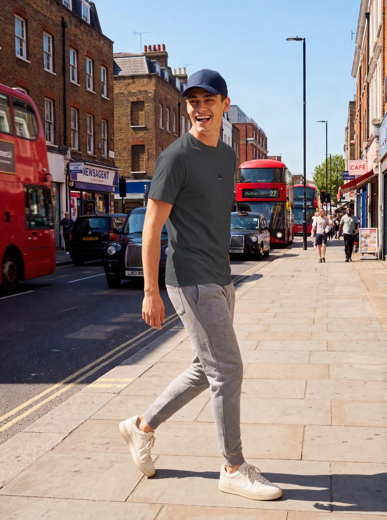 Charcoal T-Shirt, front view, on model