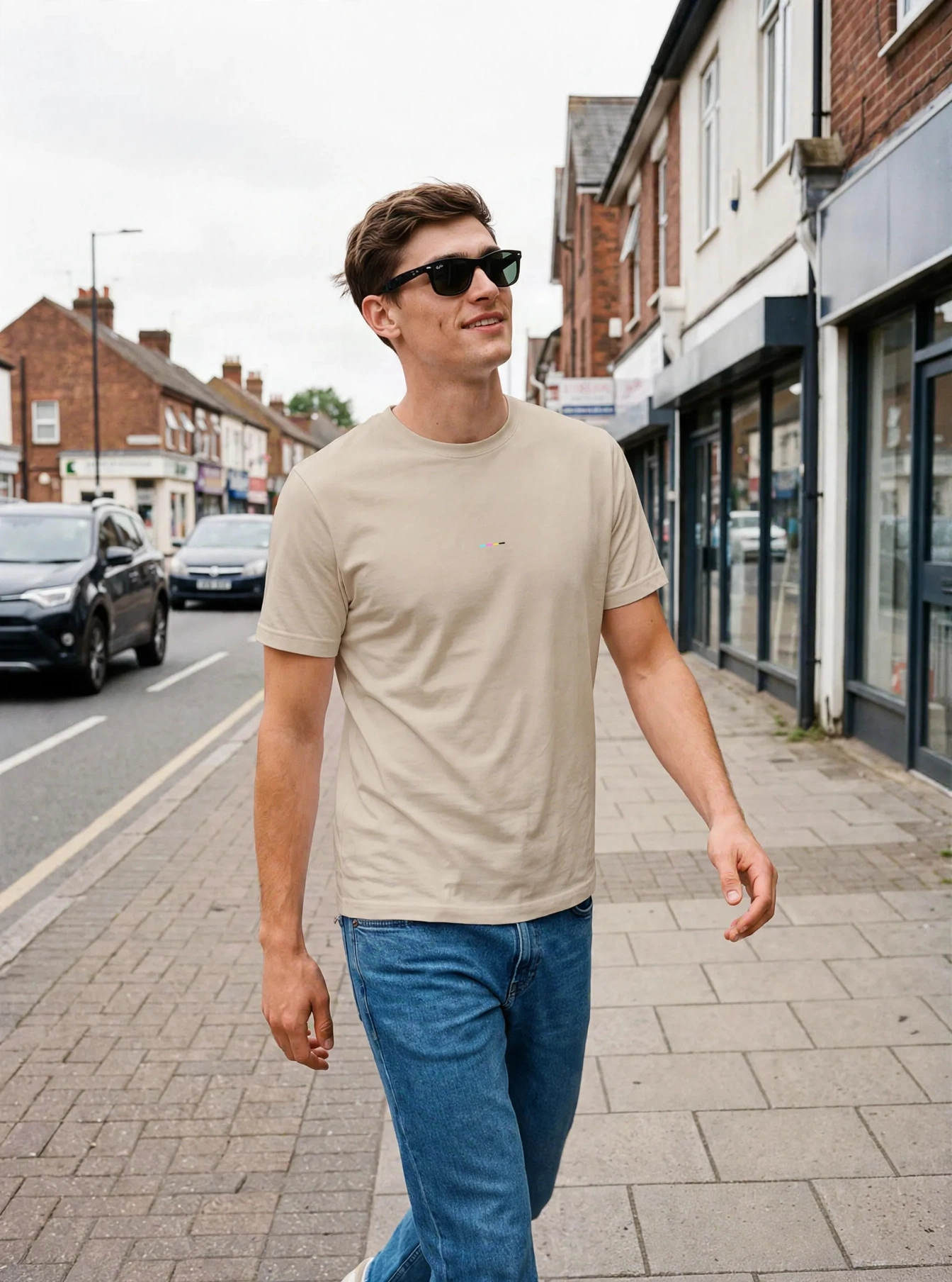 Oat T-Shirt, front view, on model
