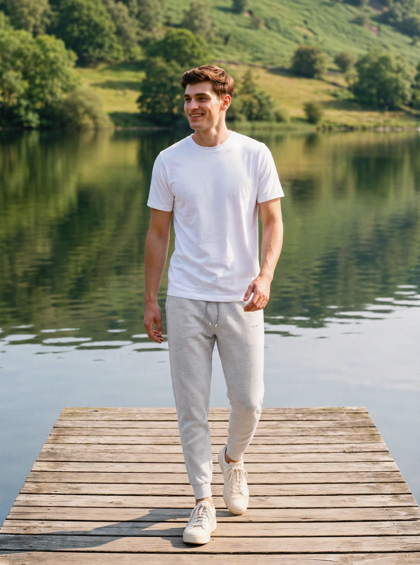Mist Joggers, front view, on model