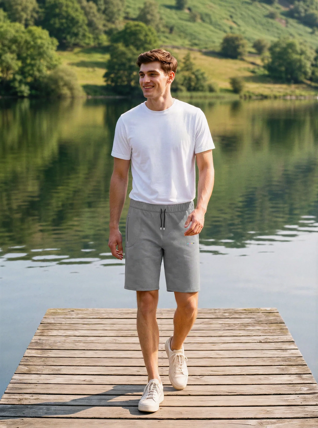 Ash Shorts, front view, on model