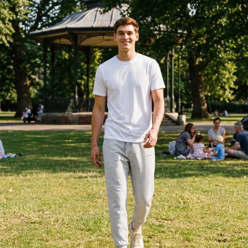 Mist Joggers, front view, on model
