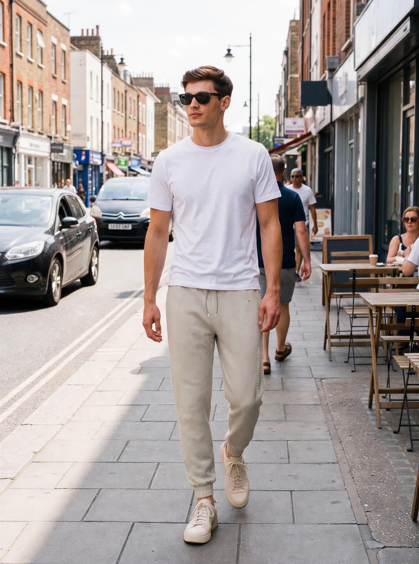 Stone Joggers, front view, on model