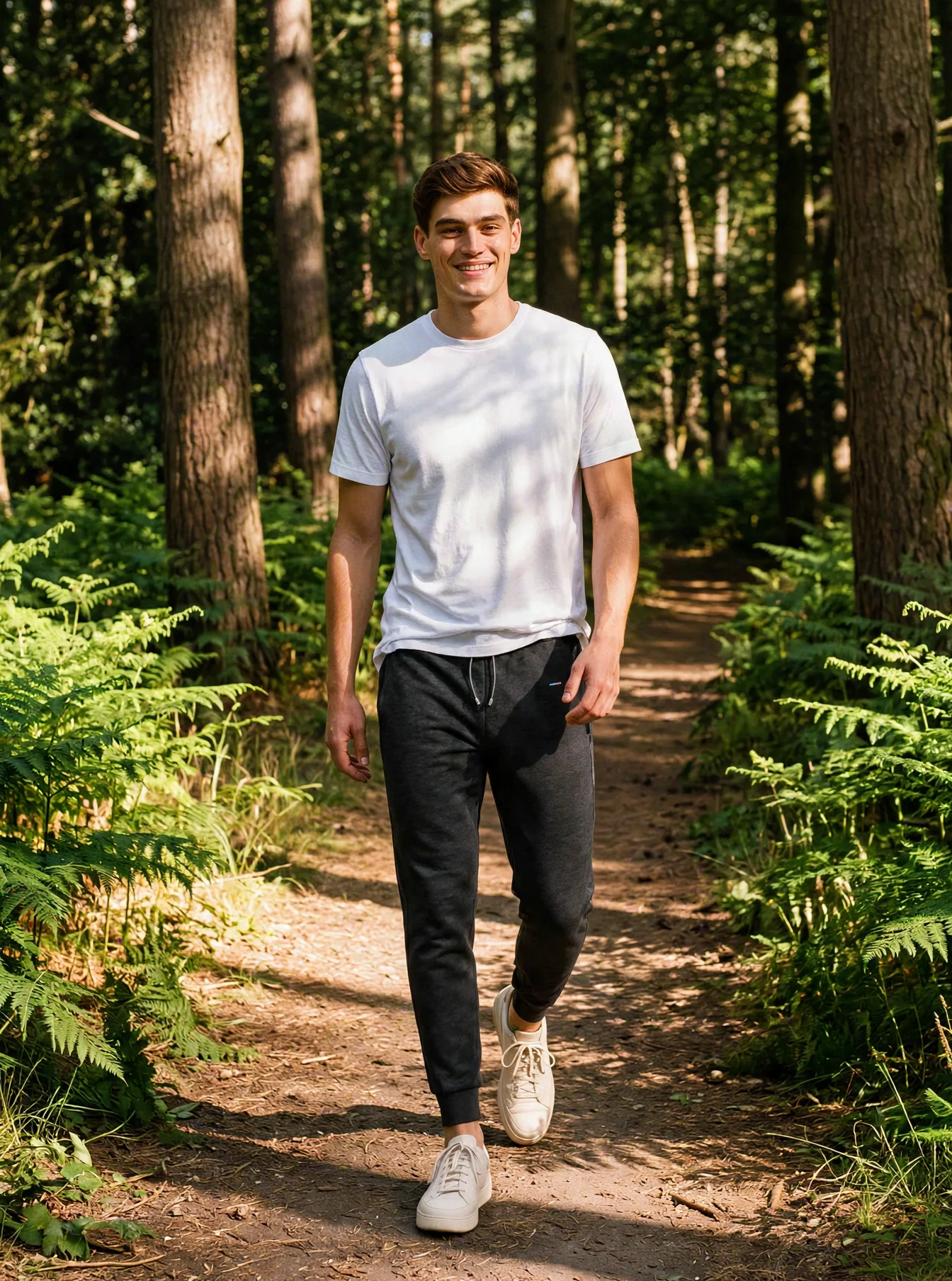Charcoal Cloudfade Joggers, front view, on model
