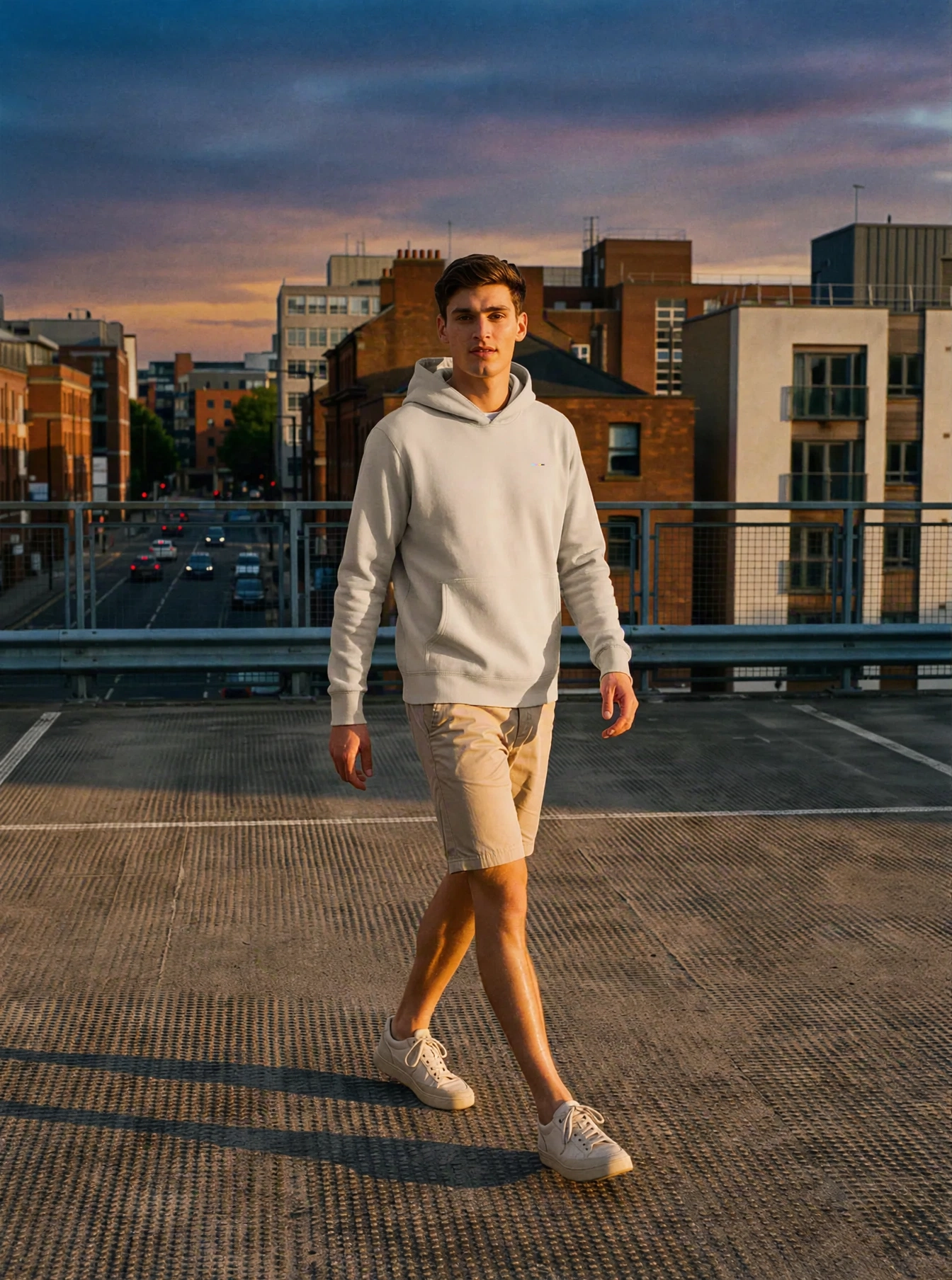 Stone Hoodie, front view, on model