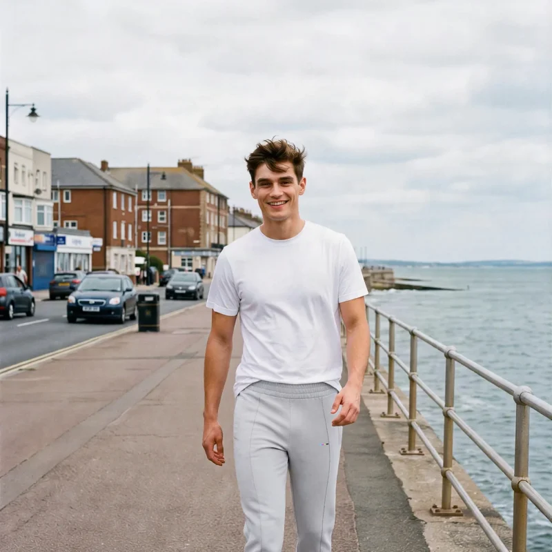 Mist Joggers LIMITED, front view, on model