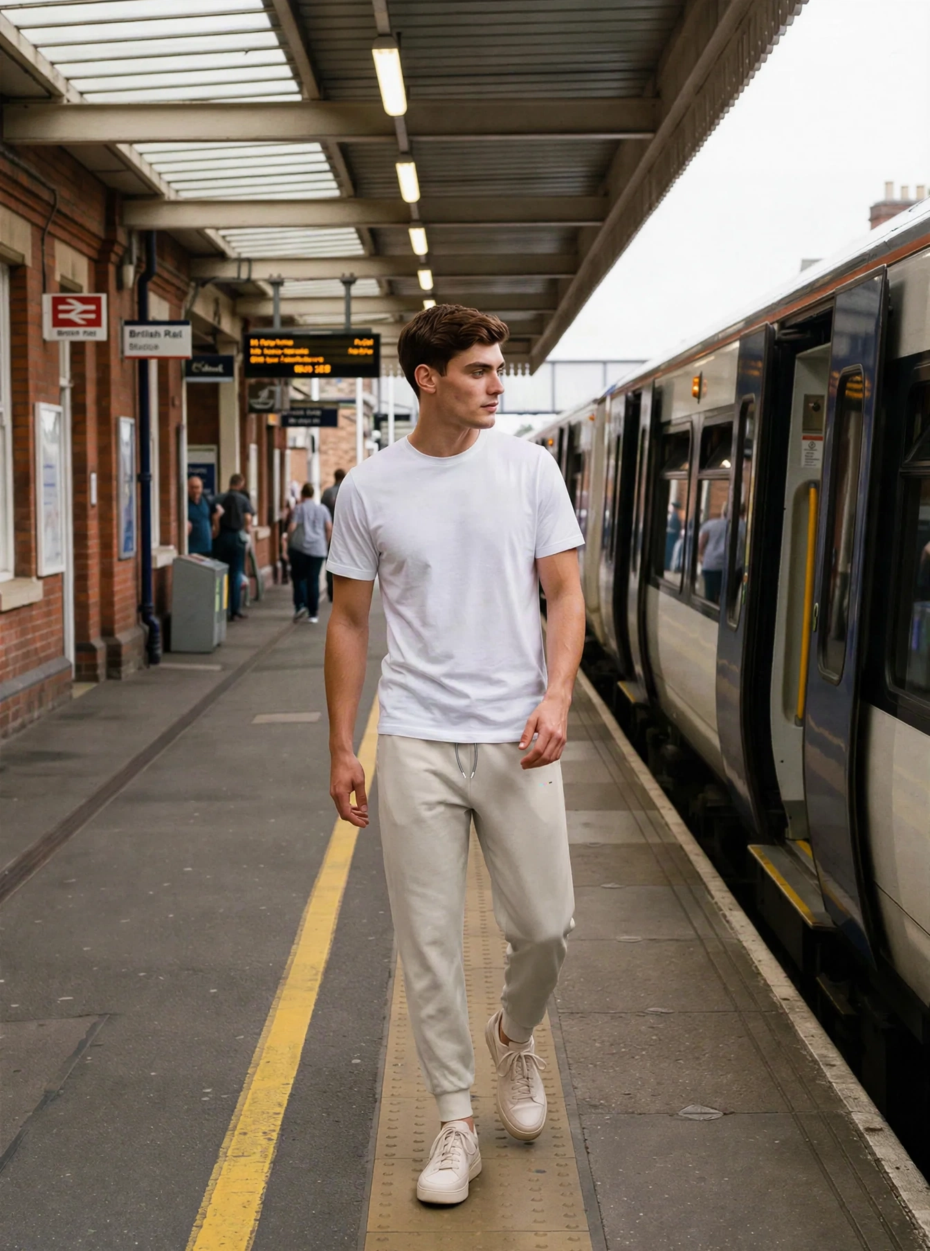Stone Cloudfade Joggers, front view, on model