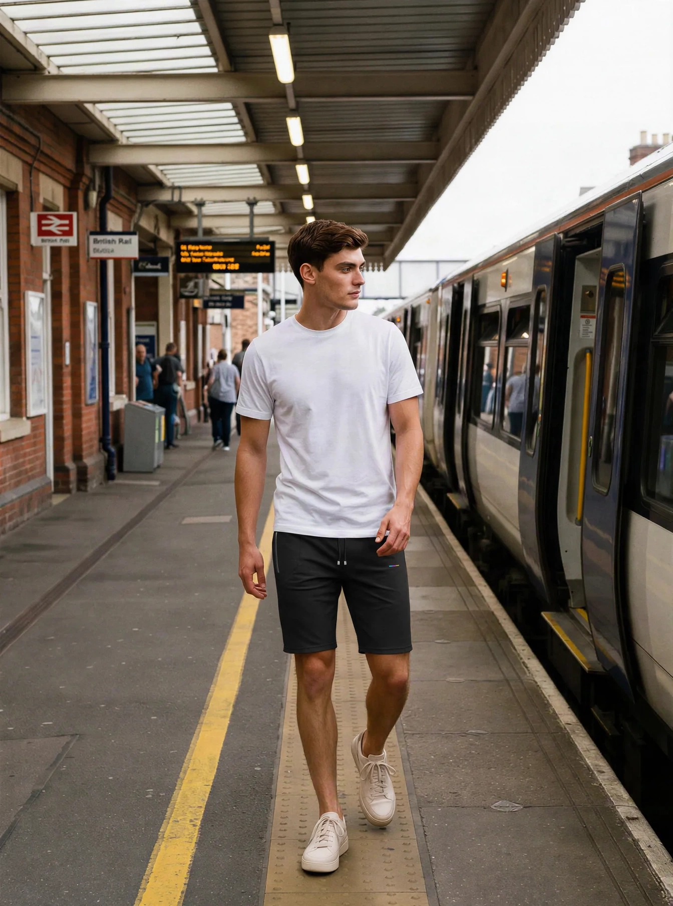 Black Shorts, front view, on model