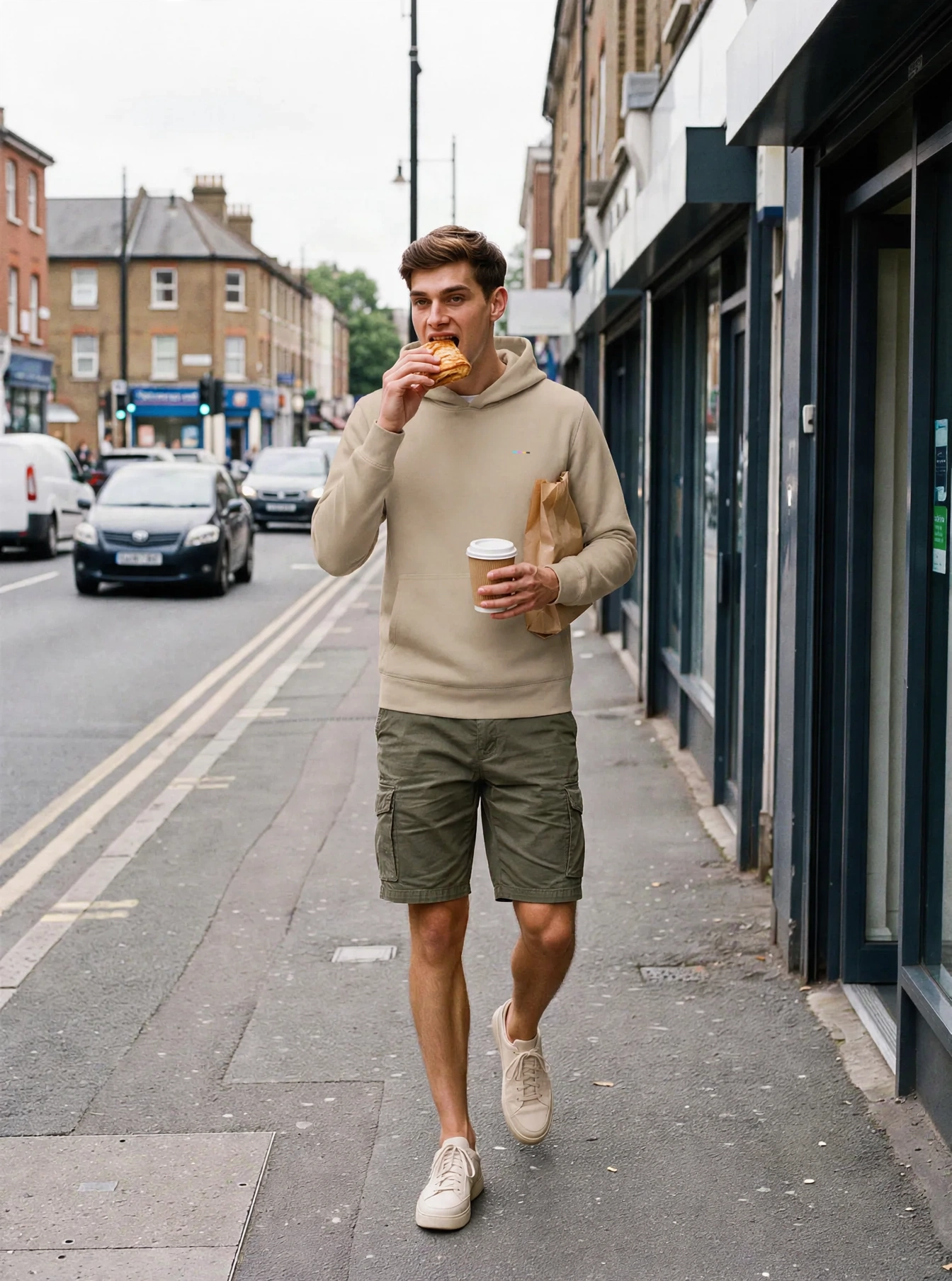 Oat Hoodie, front view, on model