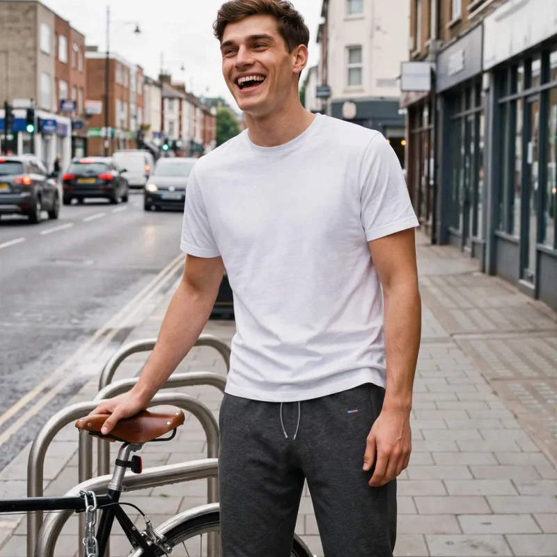 Charcoal Joggers, front view, on model