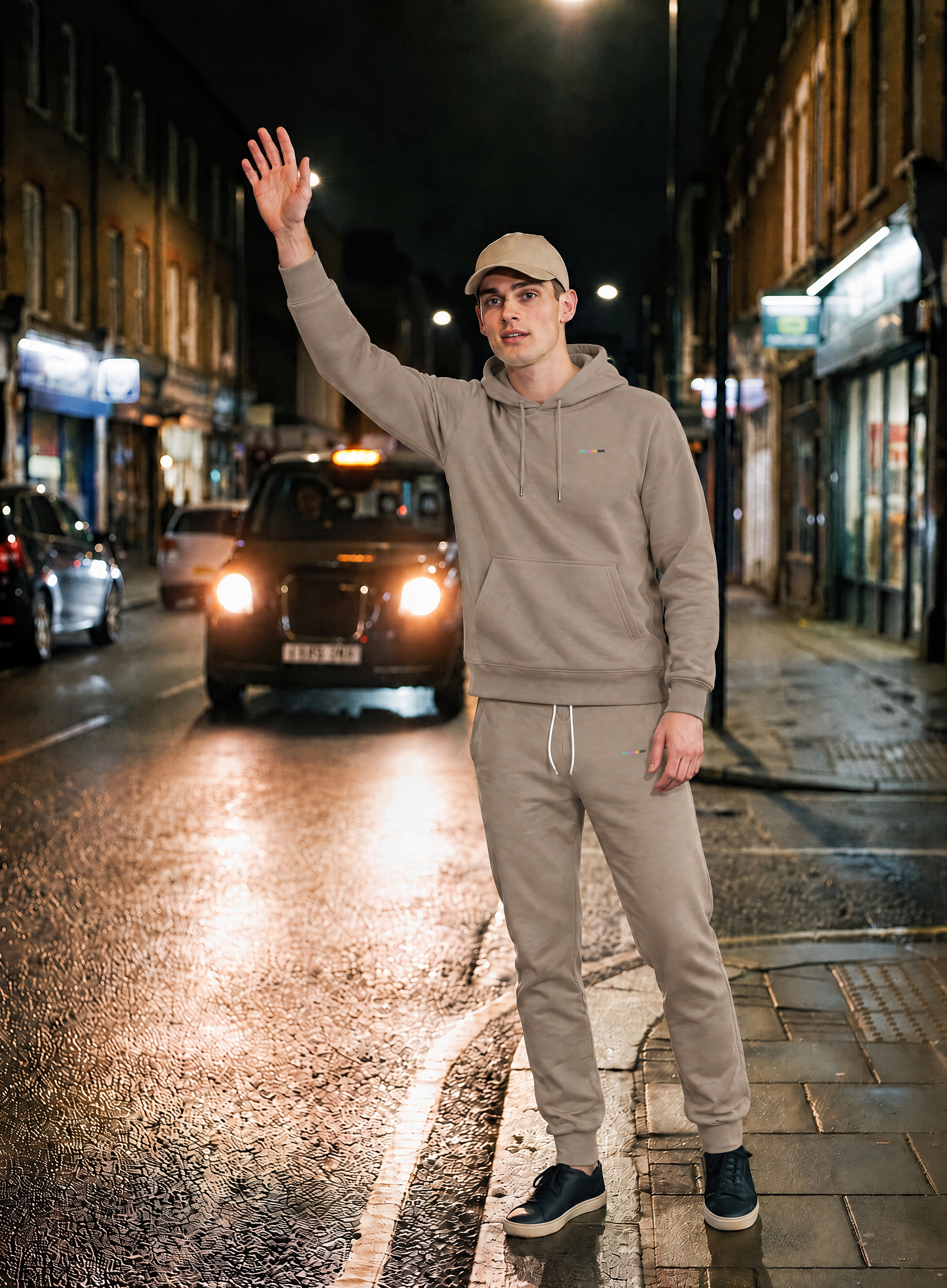 Taupe Hoodie, front view