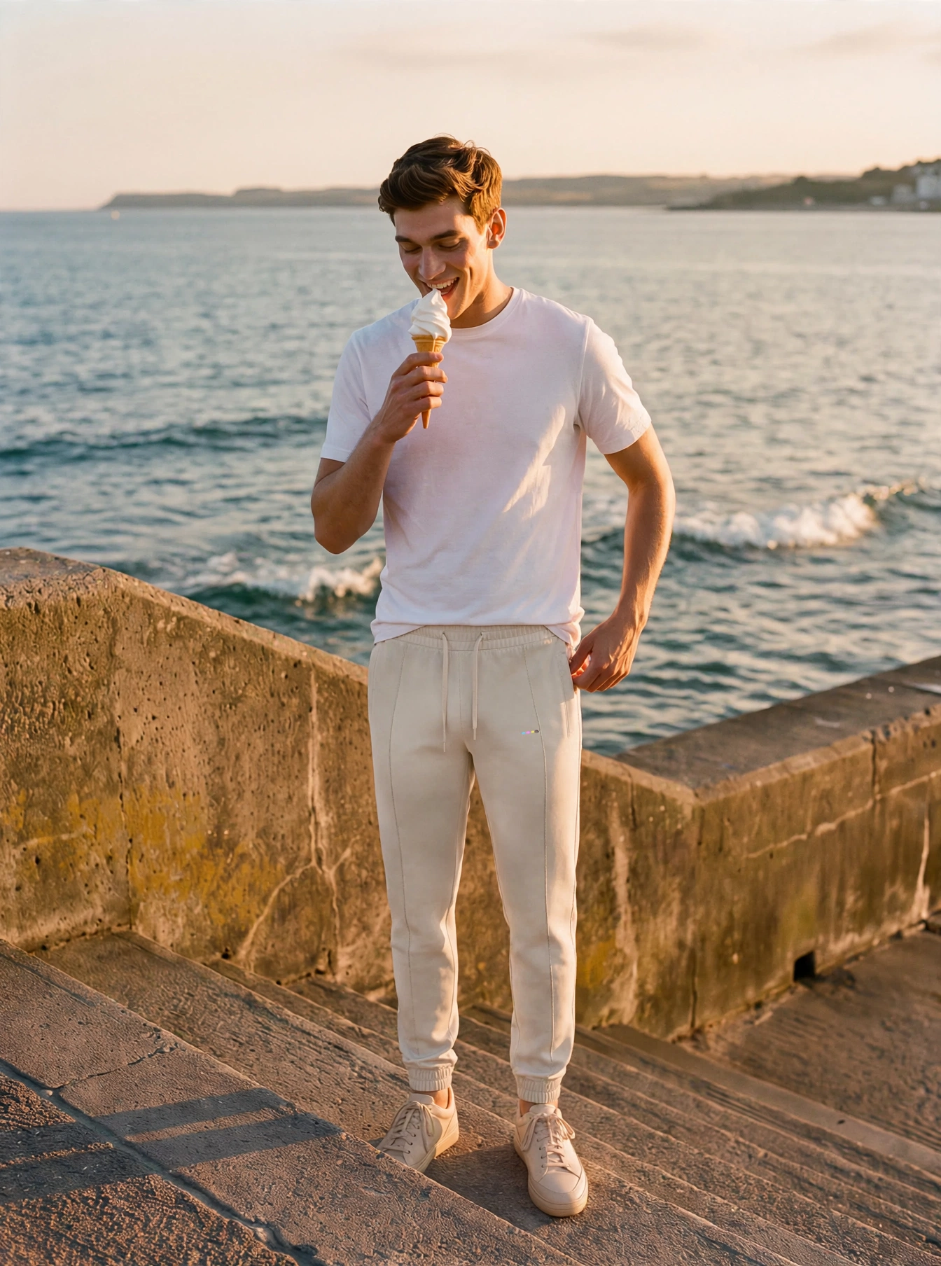 Stone Cloudfade Joggers LIMITED, front view, on model