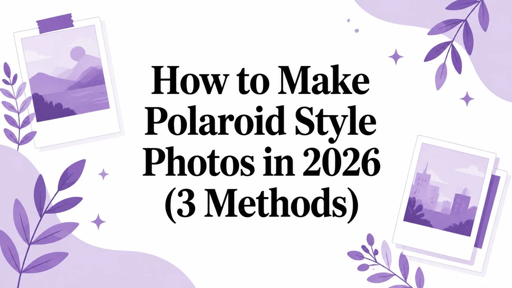 A collection of Polaroid-style instant photos with characteristic white borders, warm tones, and slightly faded colours arranged on a surface