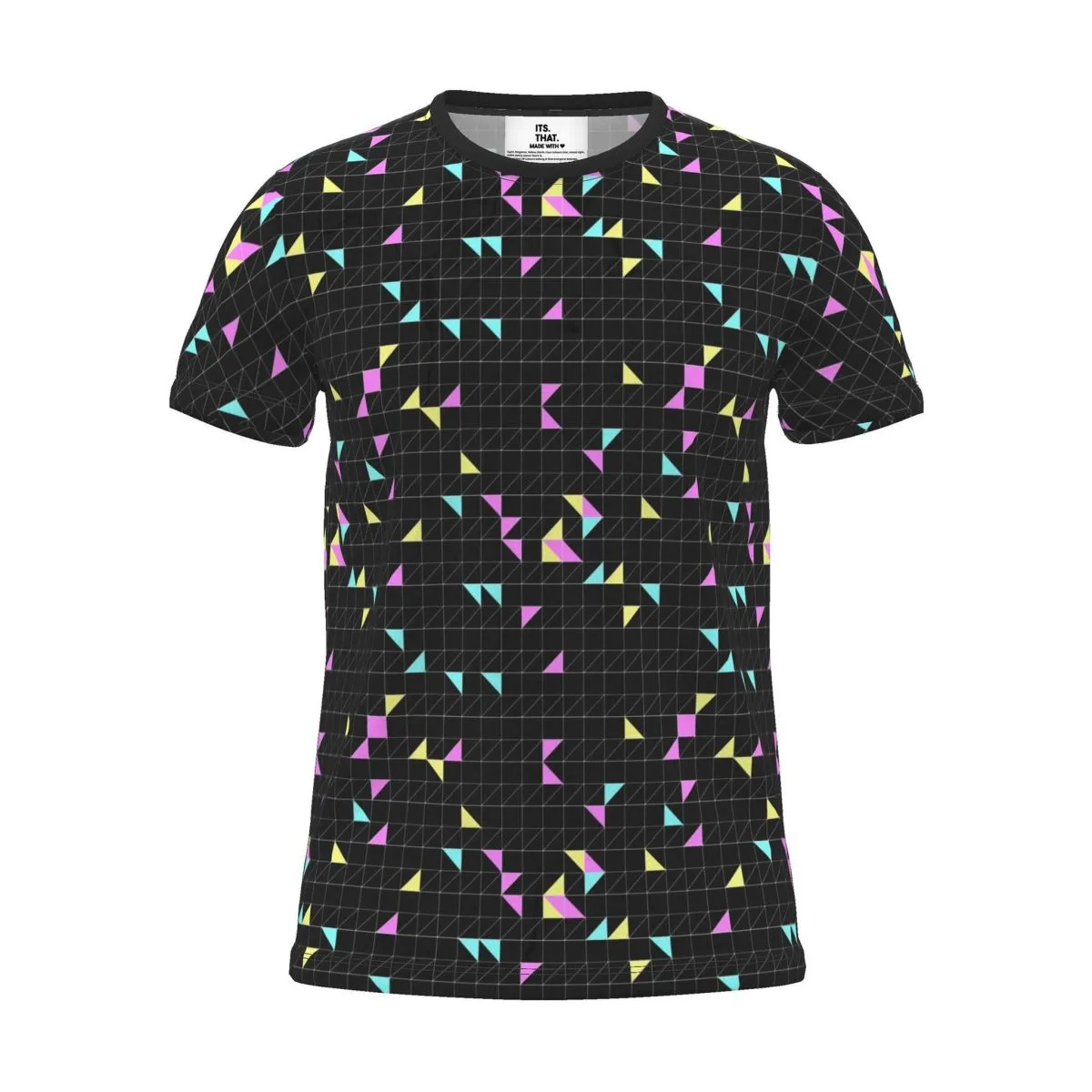 Geo Mesh All-Over Print T-Shirt, black, front view