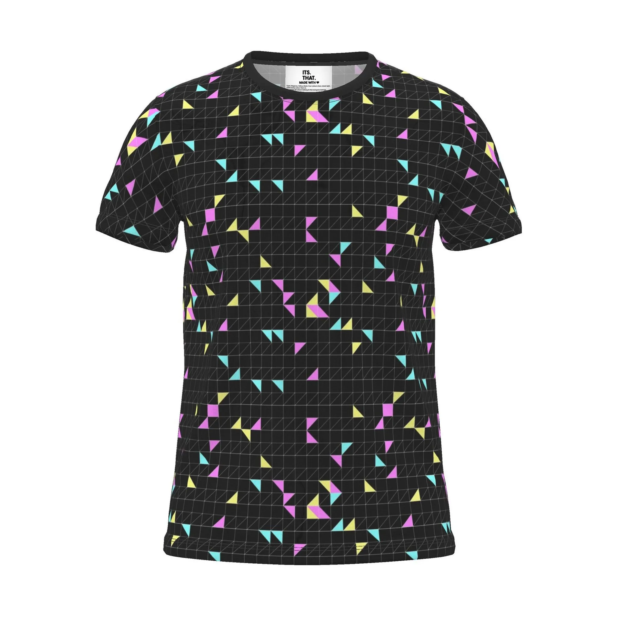 Geo Mesh All-Over Print T-Shirt, black, front view