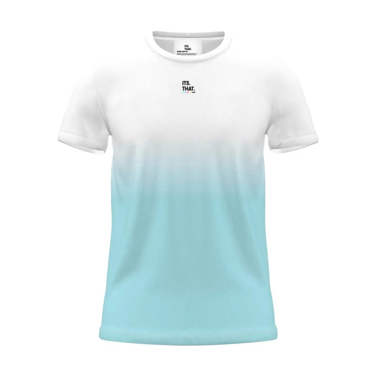 Its.That. logo tee, cyan dip, front view